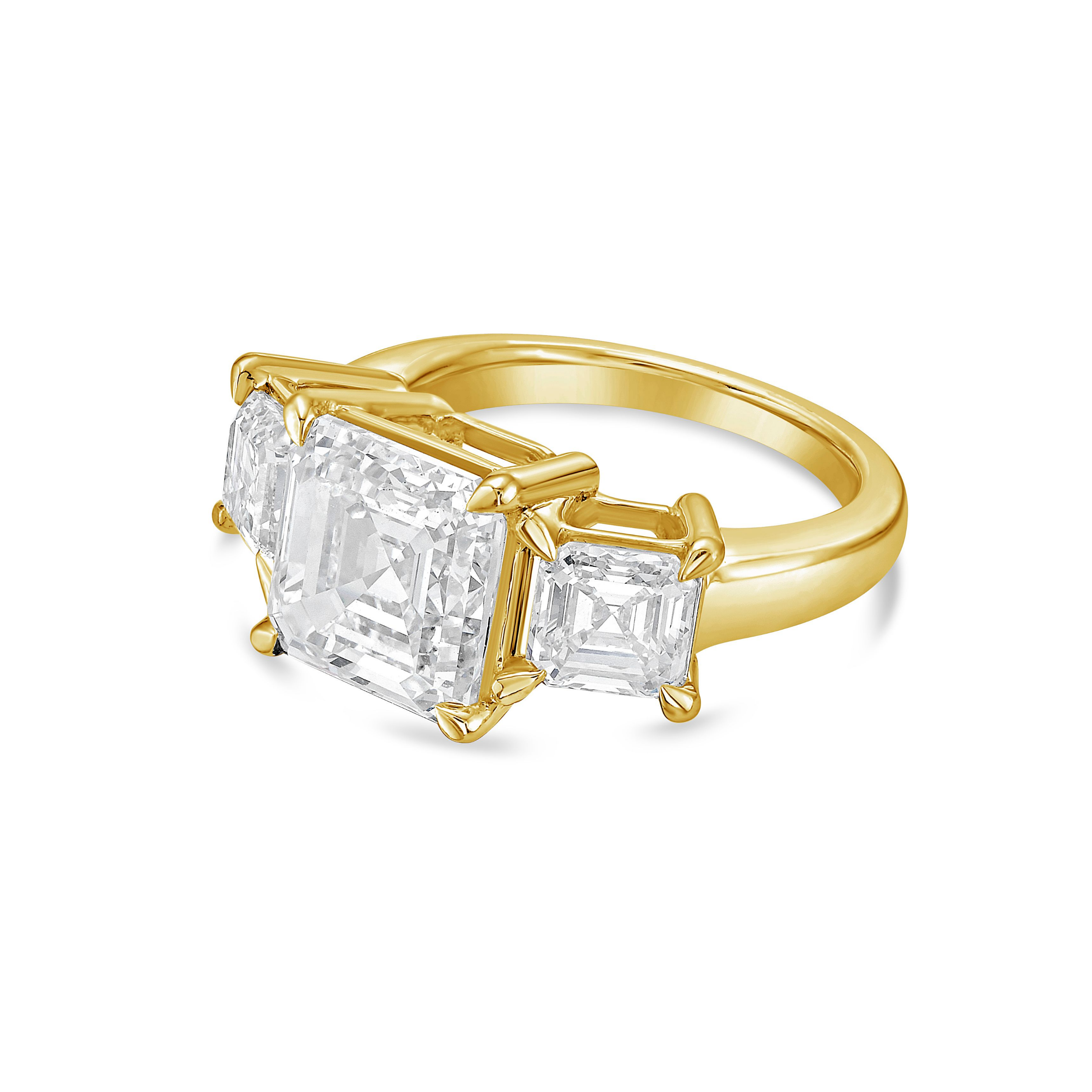 3 stone asscher cut engagement ring