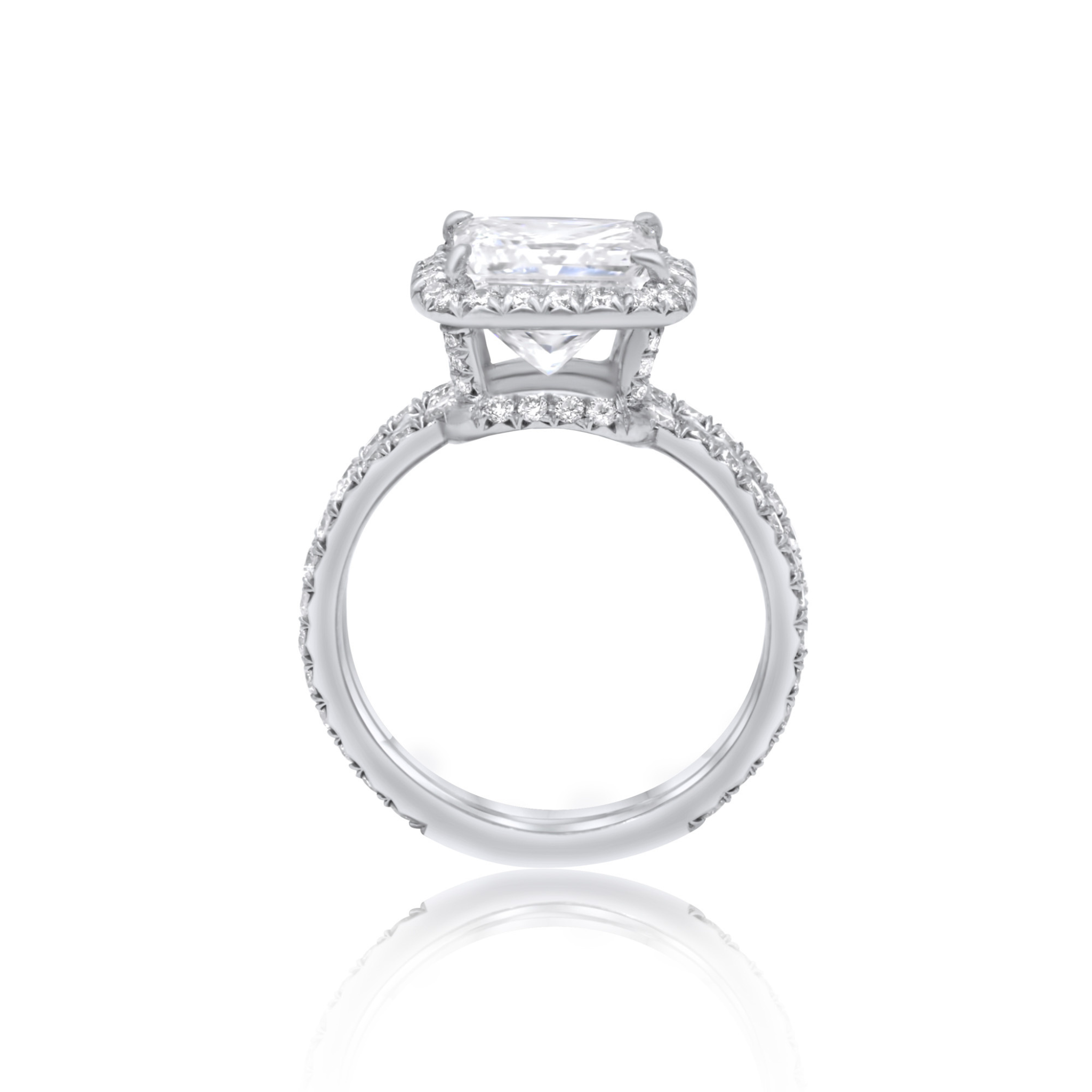 3ct princess cut diamond halo engagement ring in platinum