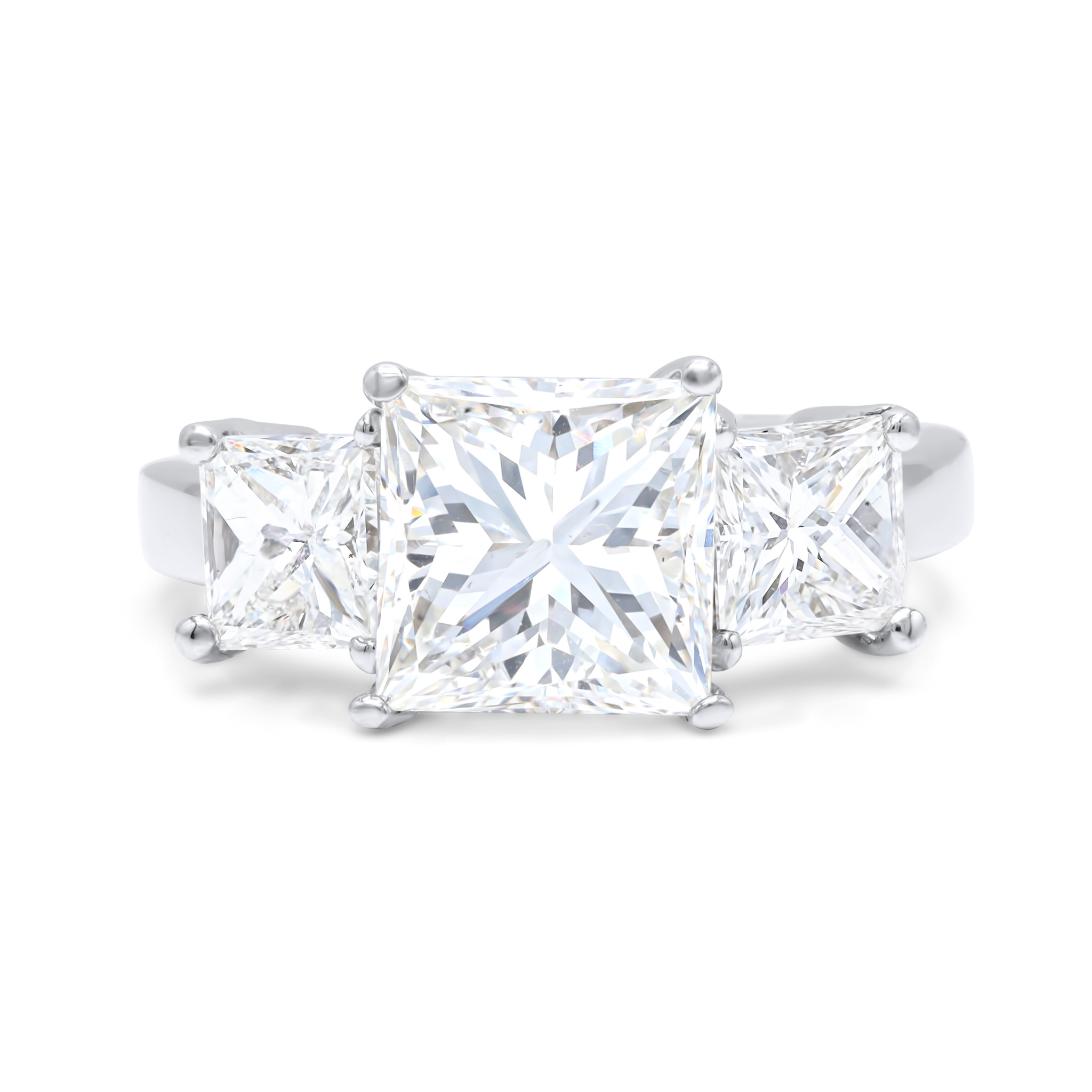 4.01ct Princess Cut Three Stone Diamond Ring