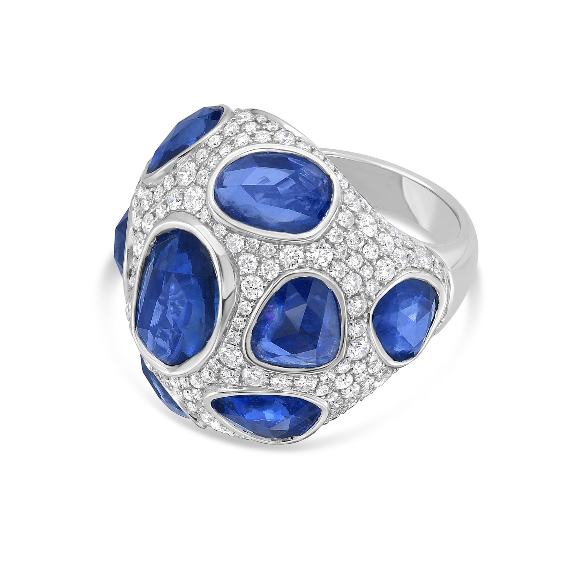 Rose Cut Blue Sapphire Diamond Ring