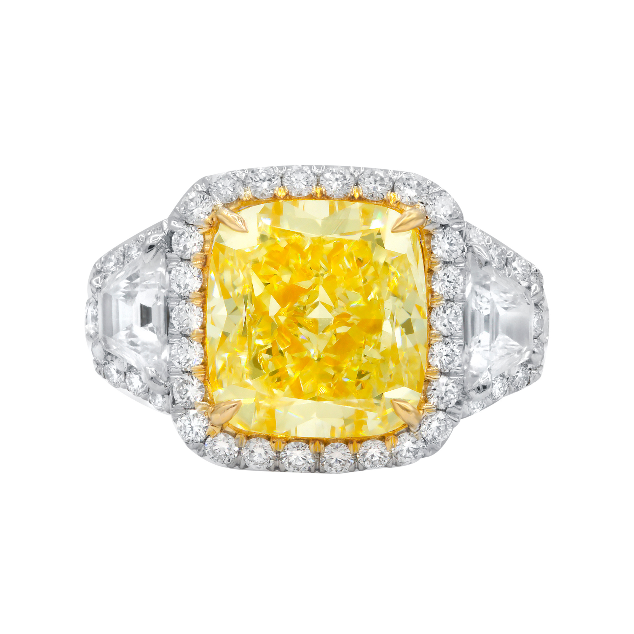 5.54ct Cushion Cut Fancy Yellow Diamond Halo Ring