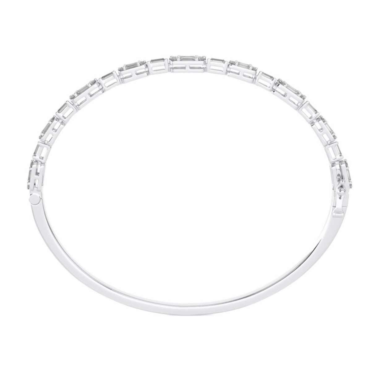 Round Baguette Diamond Bangle