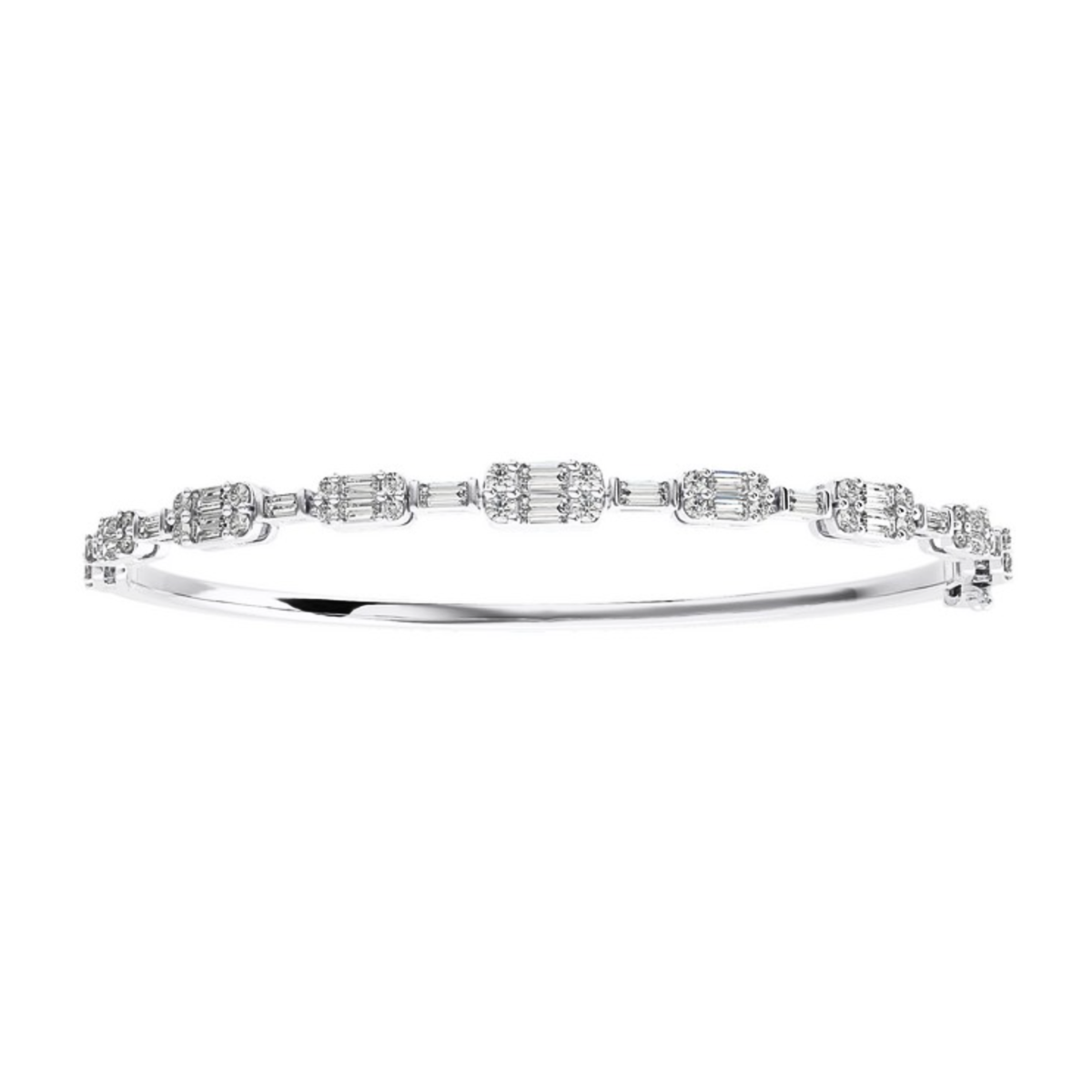 Round Baguette Diamond Bangle