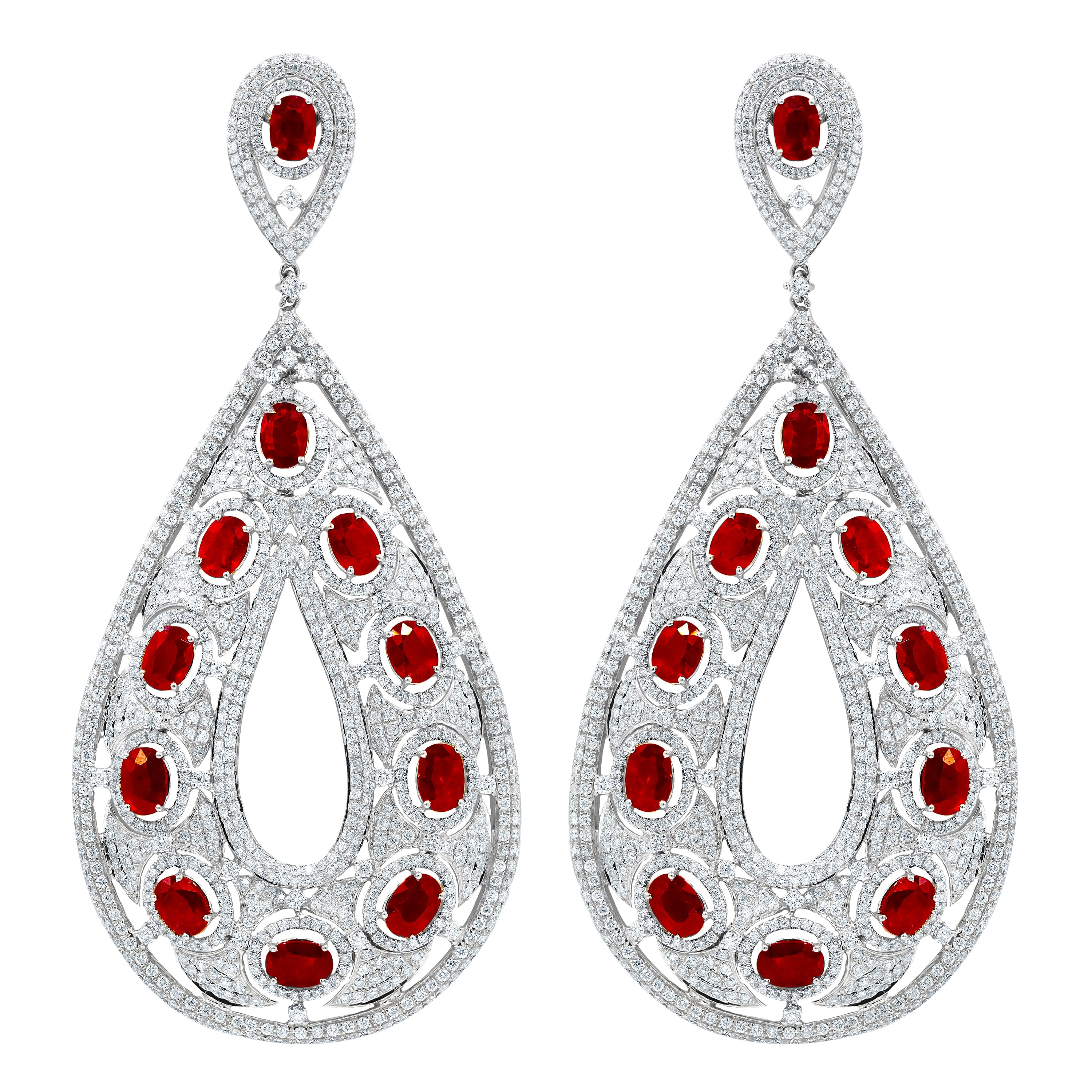 Ruby and Diamond Tear Drop Earring