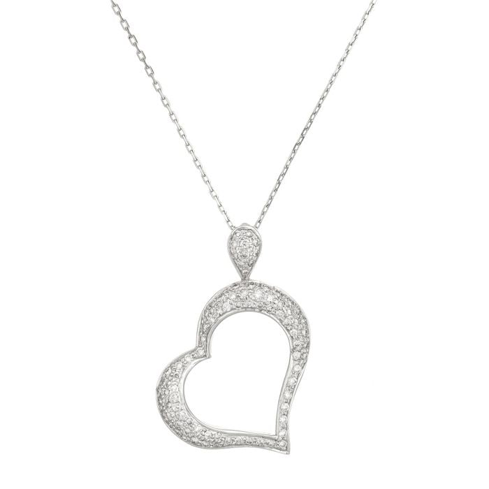 14kt White Gold Pave Diamonds Heart Pendant