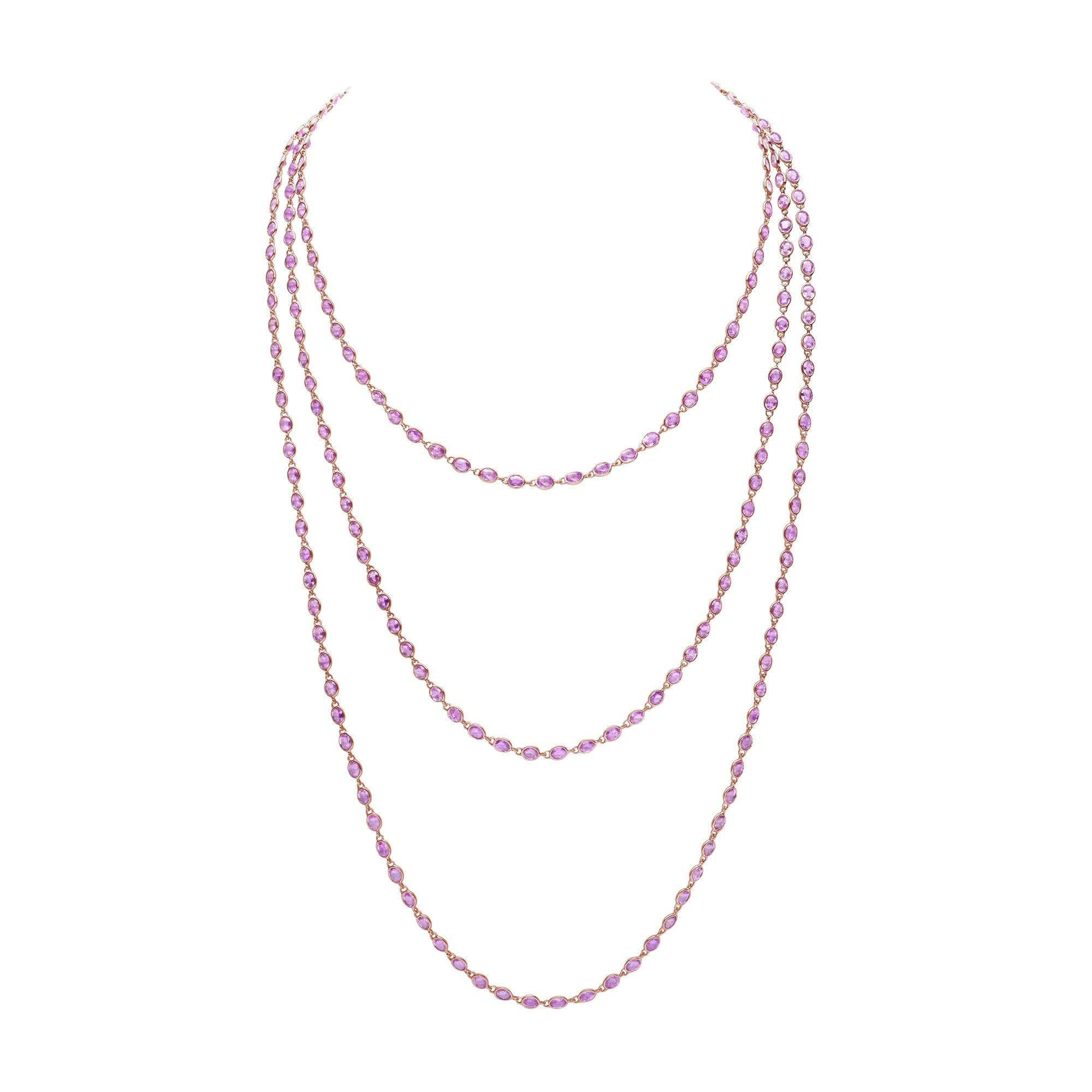 Oval Pink Sapphire Necklace