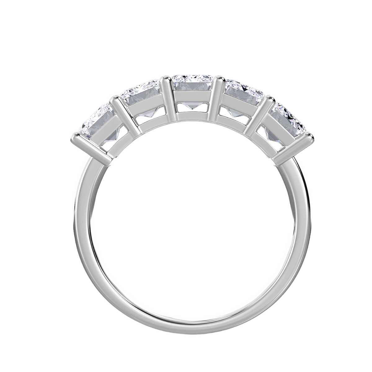 5 stone emerald cut engagement ring