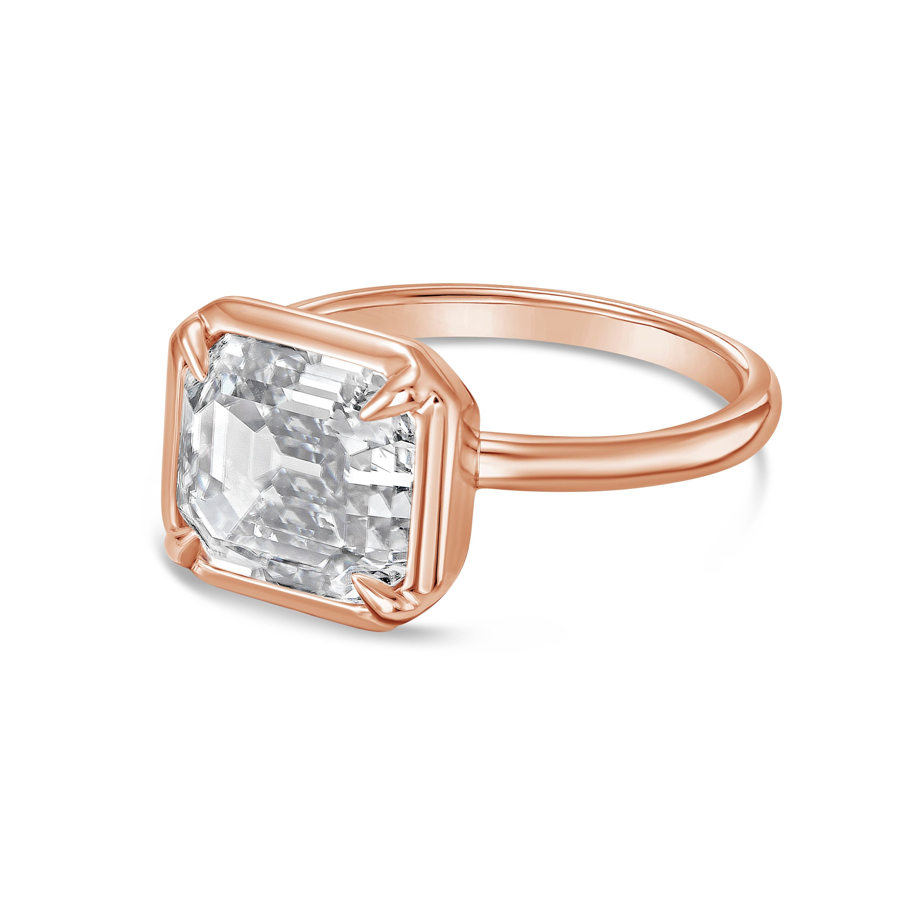 Lab Grown Asscher Bezel Diamond Ring
