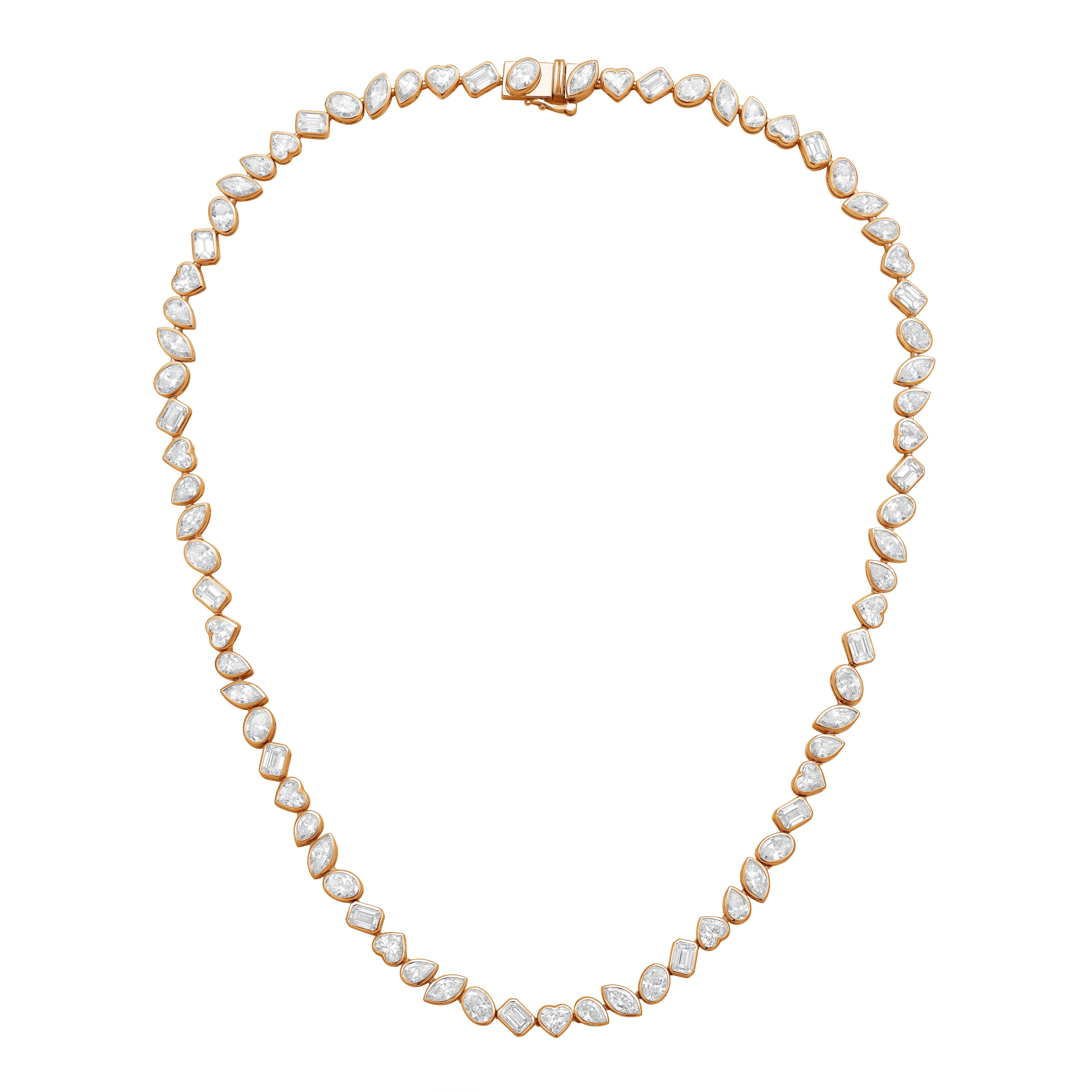 Lab Grown Multi-Cut Diamond Slanted Bezel Necklace