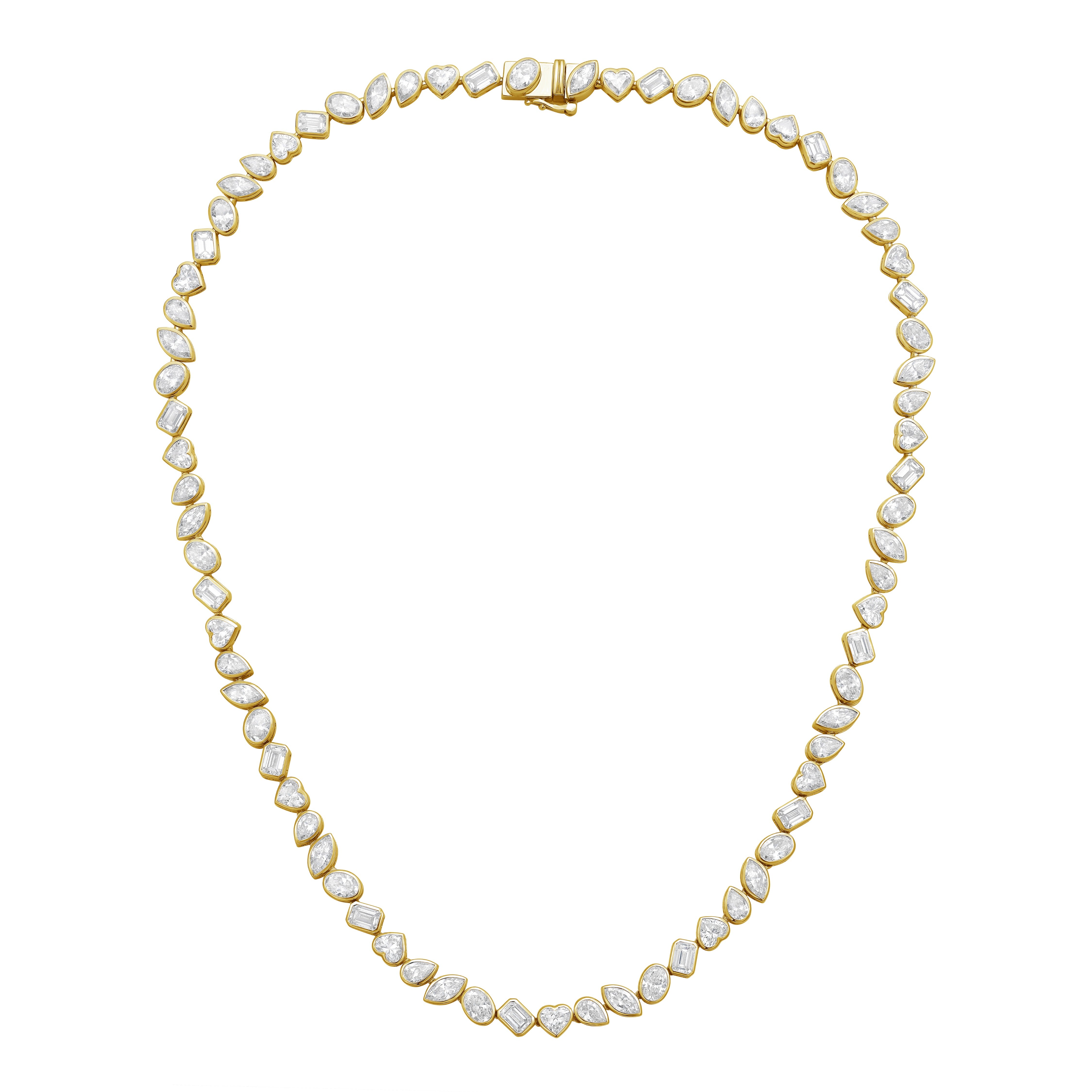 Lab Grown Multi-Cut Diamond Slanted Bezel Necklace