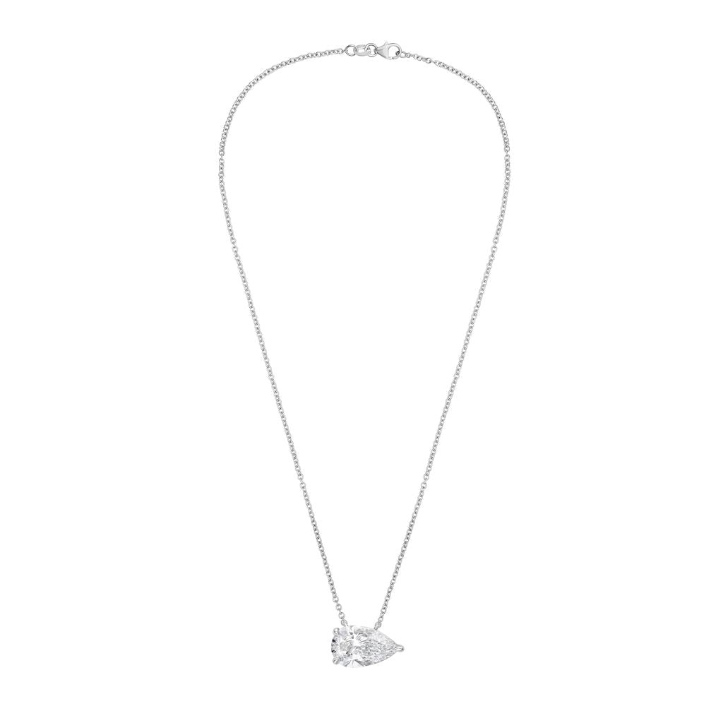 Lab Grown Pear Diamond East West Pendant