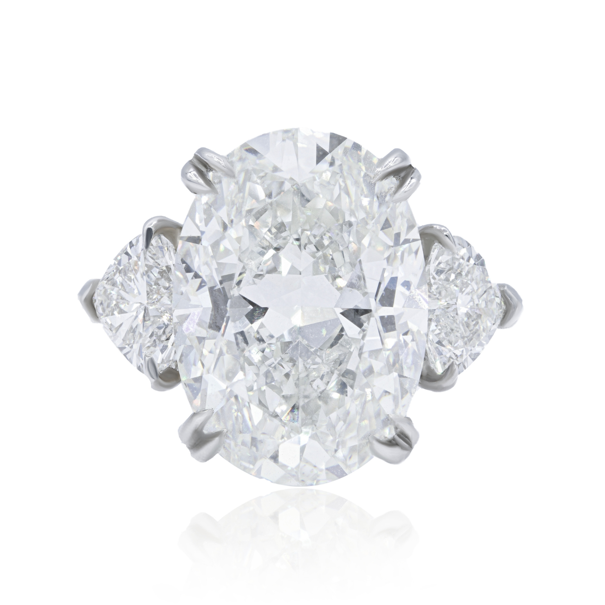 7.01ct oval and heart diamond engagement ring in platinum, GIA certified