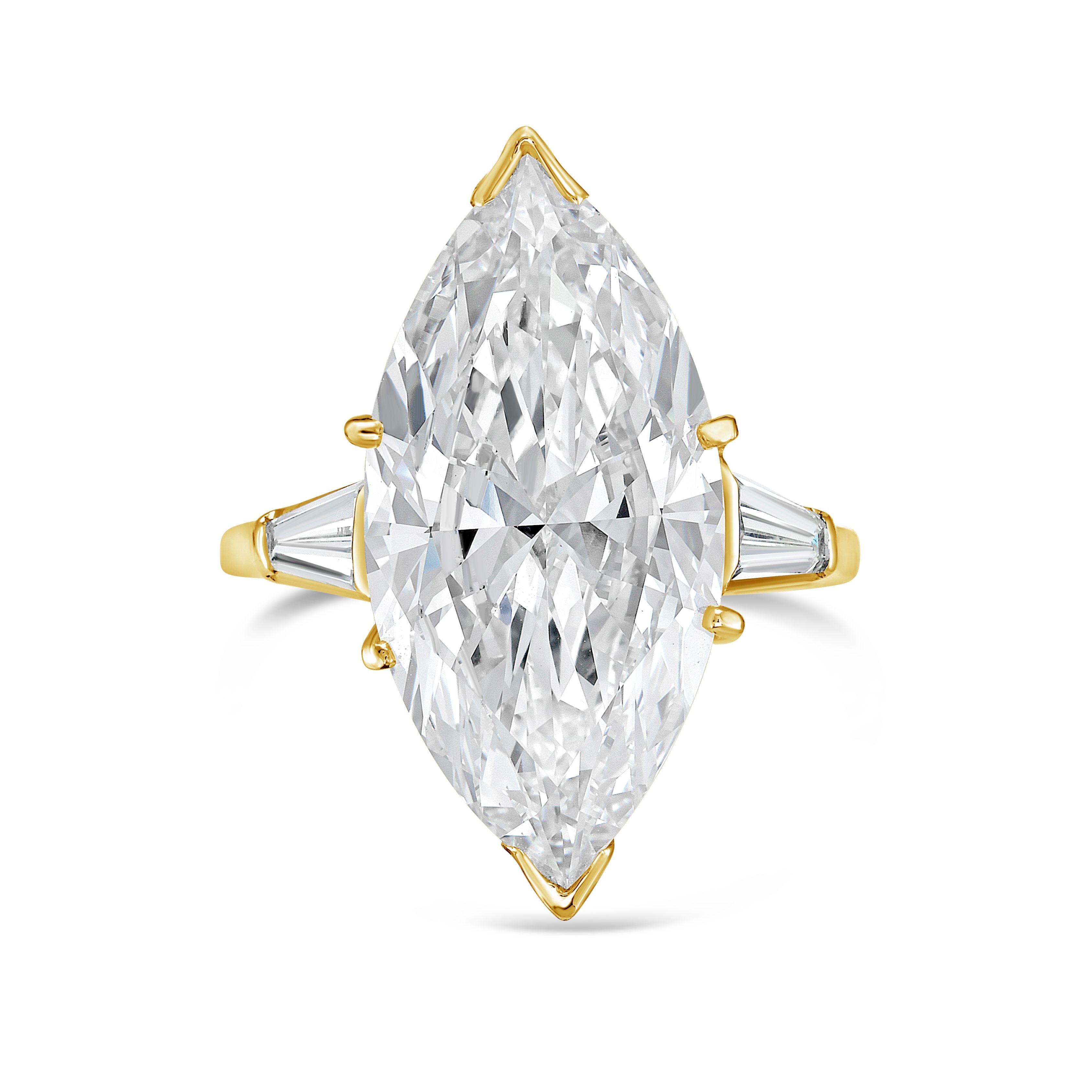 Lab Grown Marquise Engagement Ring with Baguettes