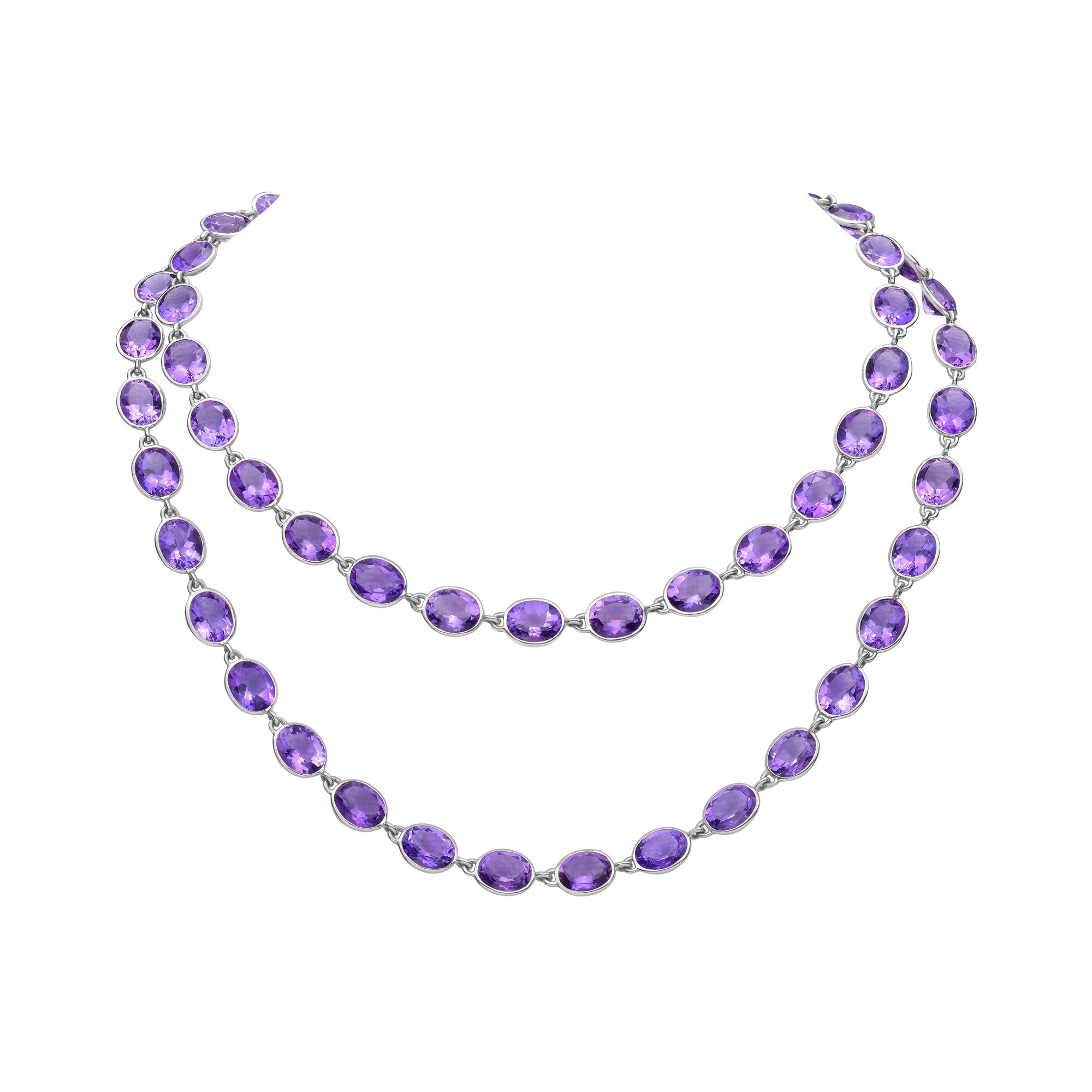 Bezel Set Oval Amethyst Necklace