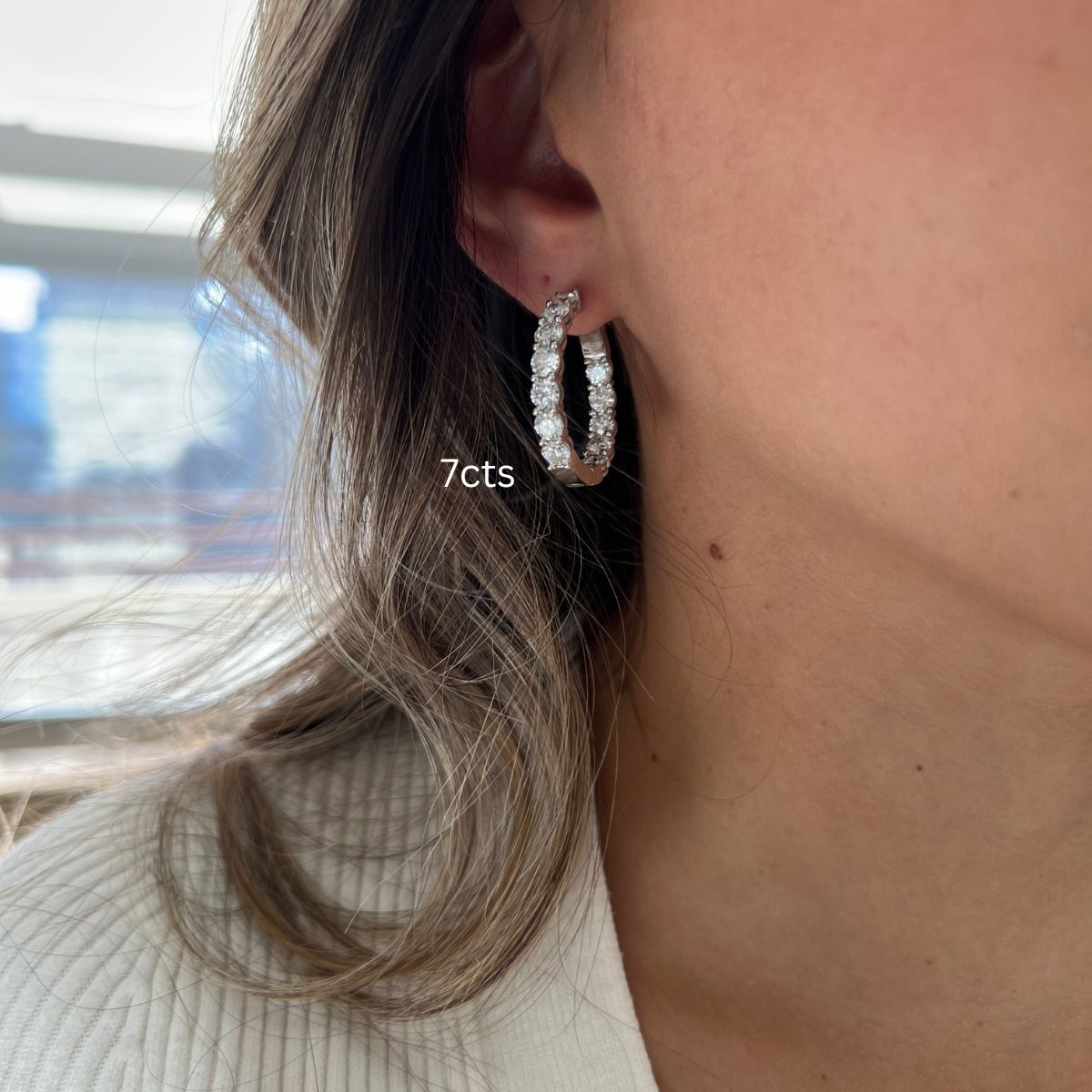 7cts In & Out Round Diamond Hoop