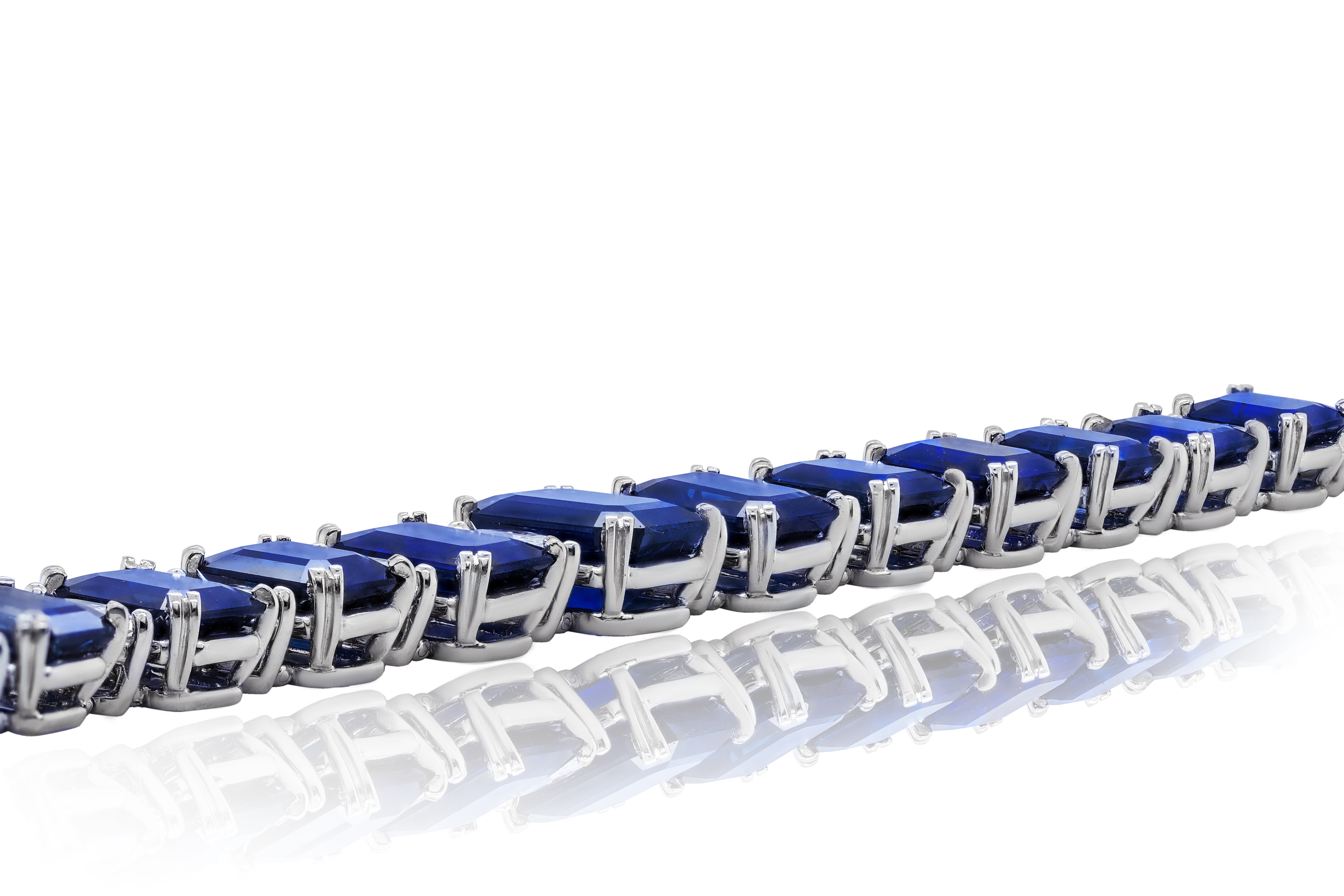 Blue Sapphire Diamond Platinum Bracelet