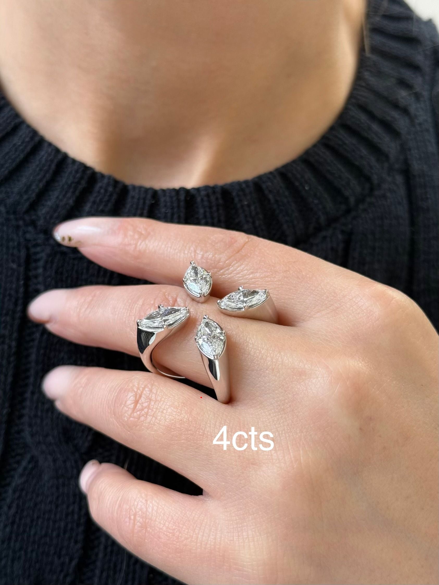 Lab Grown Marquise Floating Diamond Ring