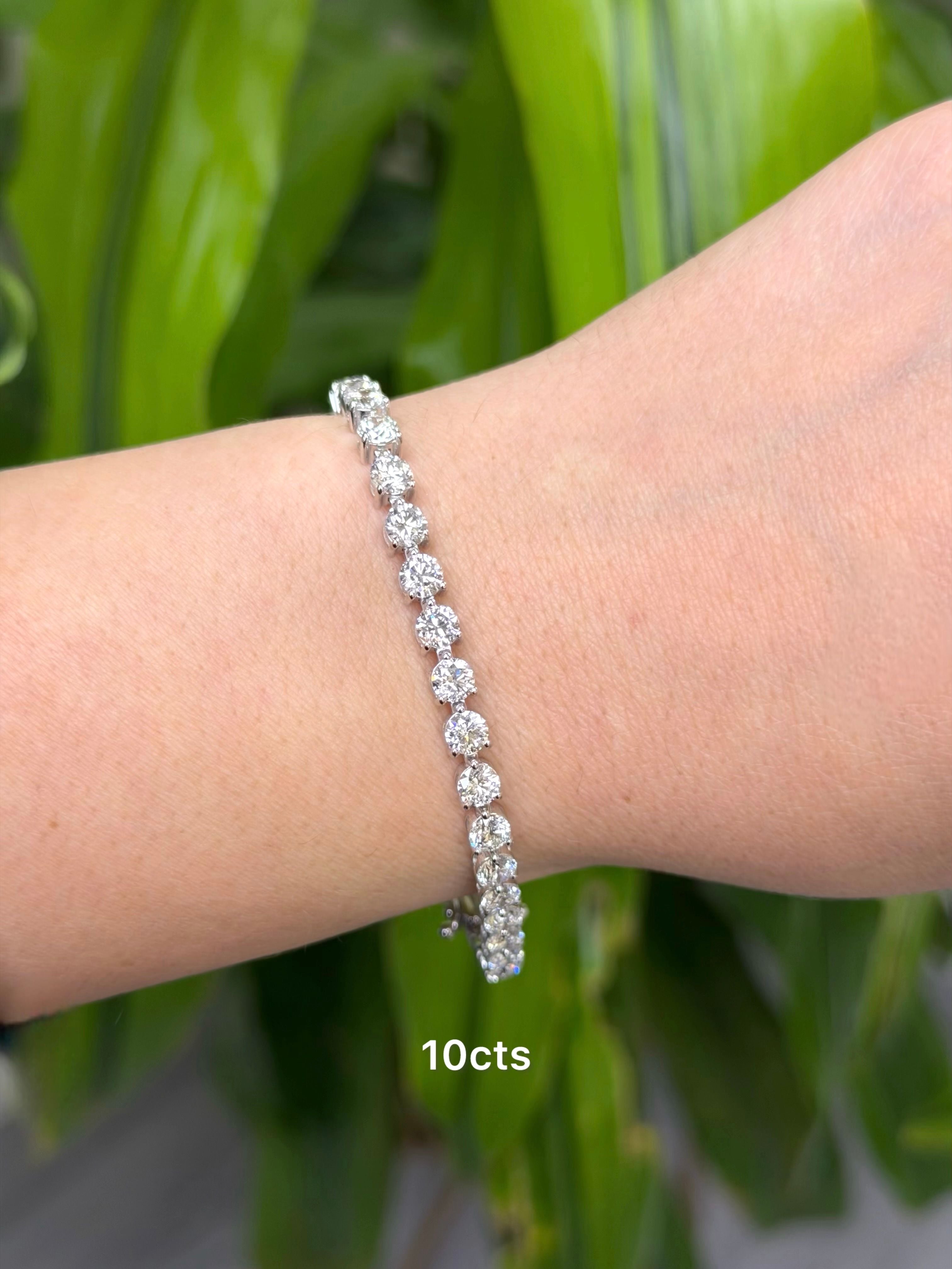 Lab Grown Round Diamond 3 prong Tennis Bracelet