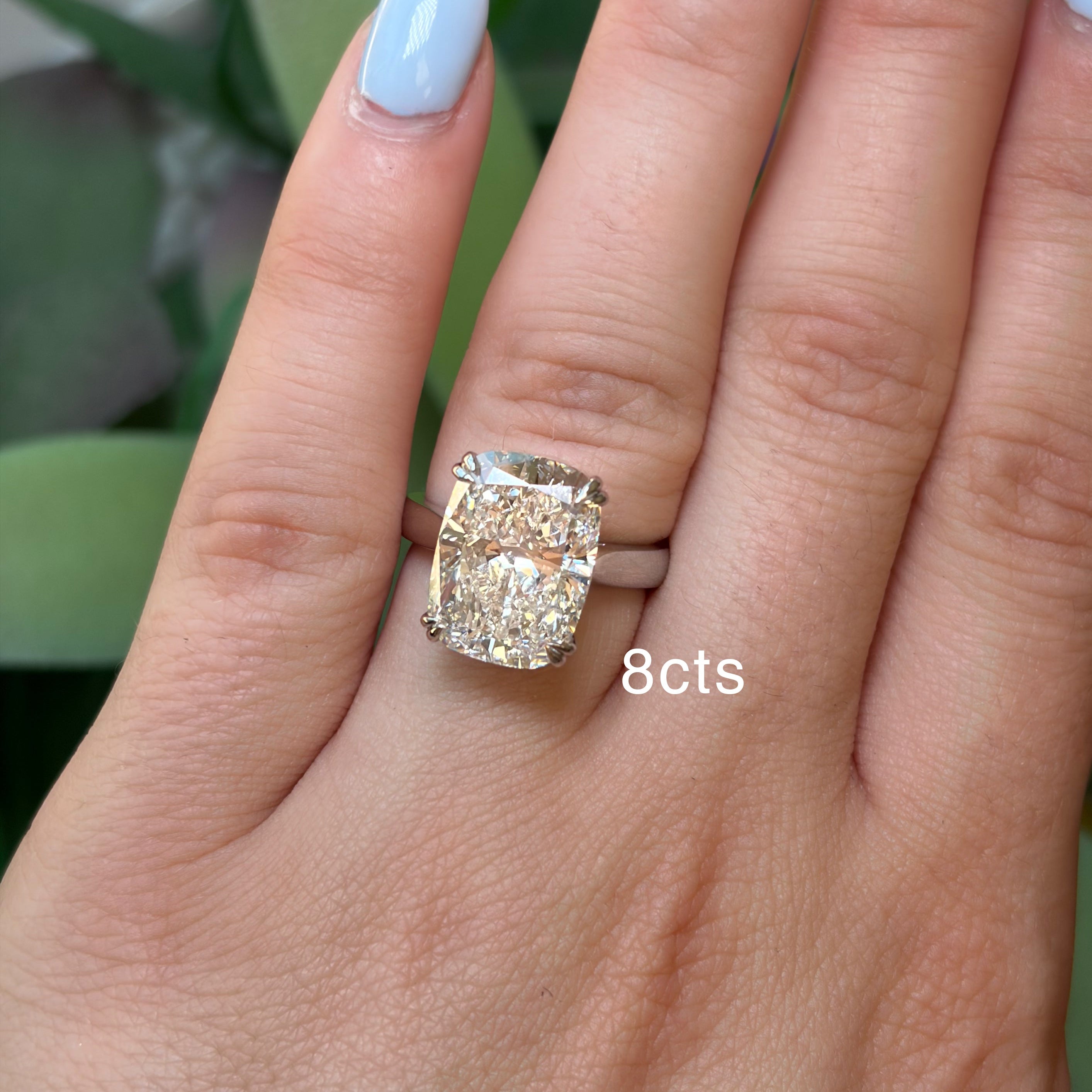 Lab-Grown Elongated Cushion Diamond Double Claw Engagement Ring