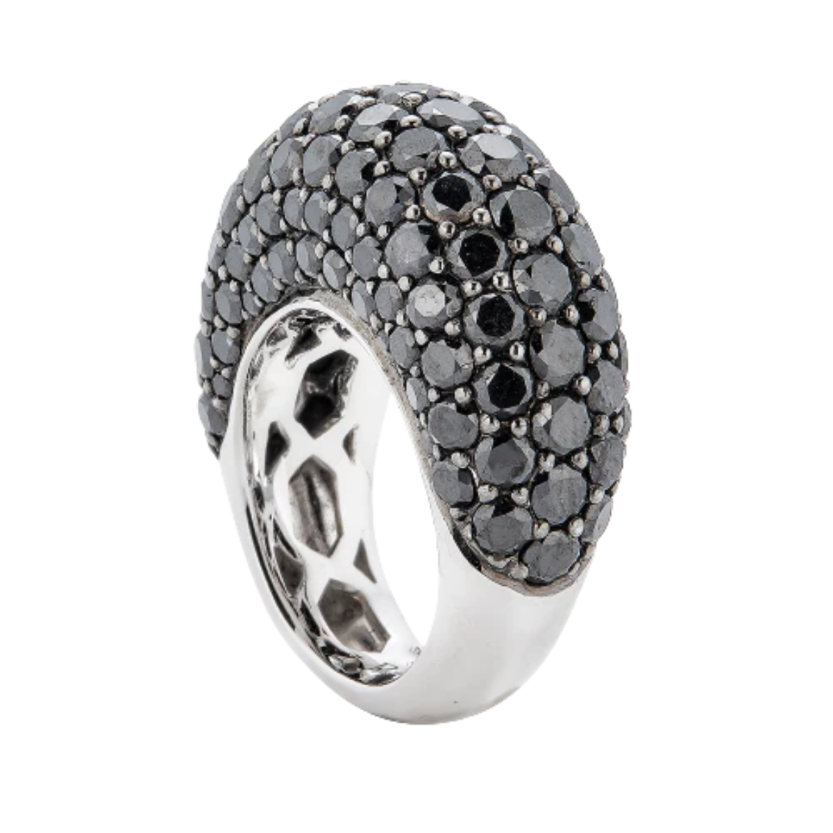 9.61ct black diamond dome ring for women