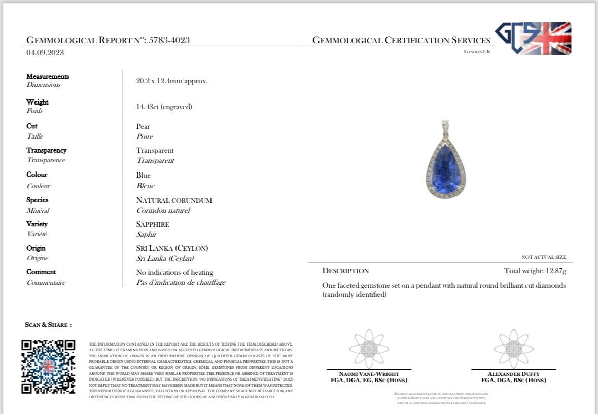 Pear Shaped Sapphire Pendant