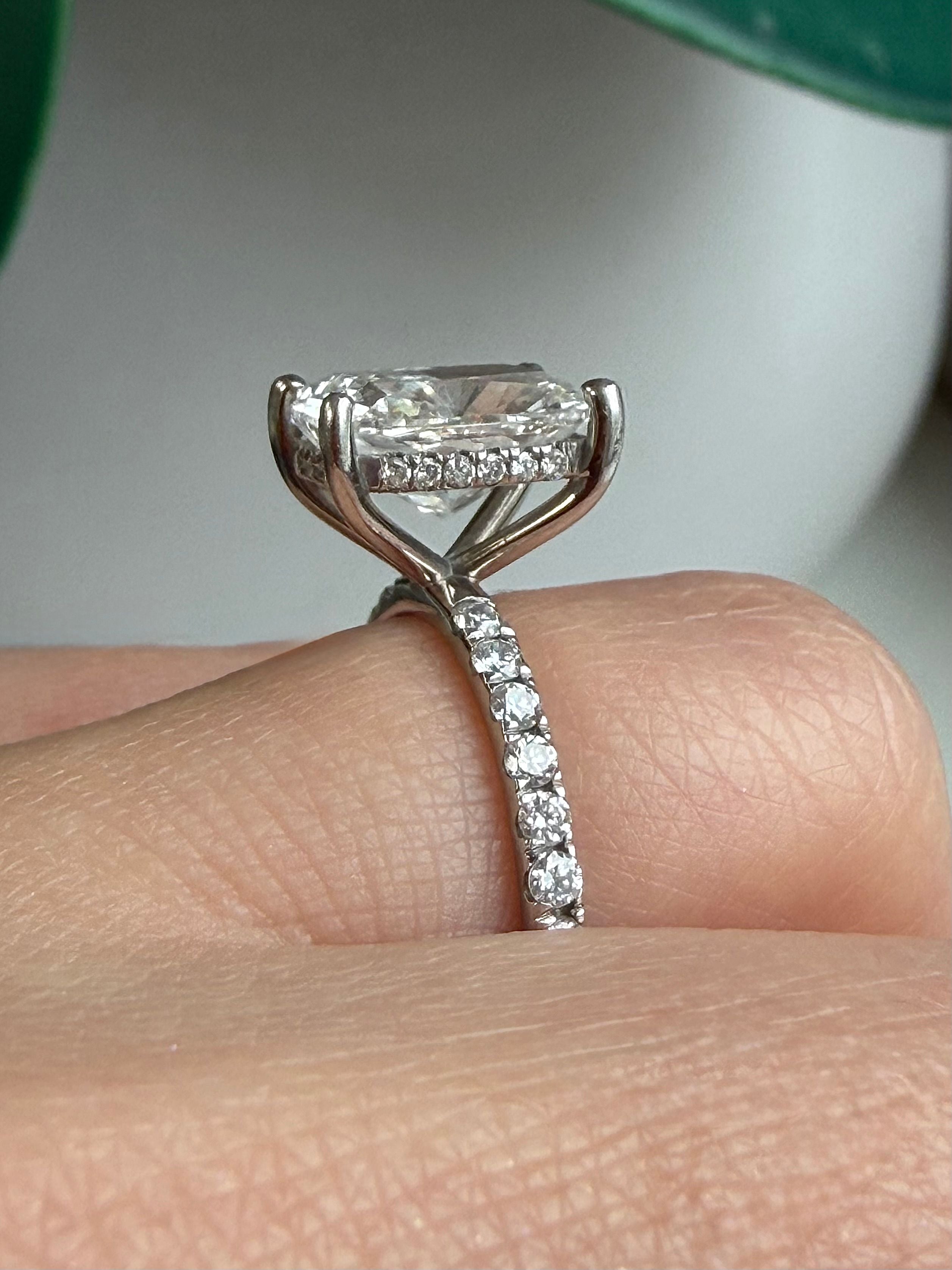 Lab Grown Cushion Diamond Engagement Pave Ring