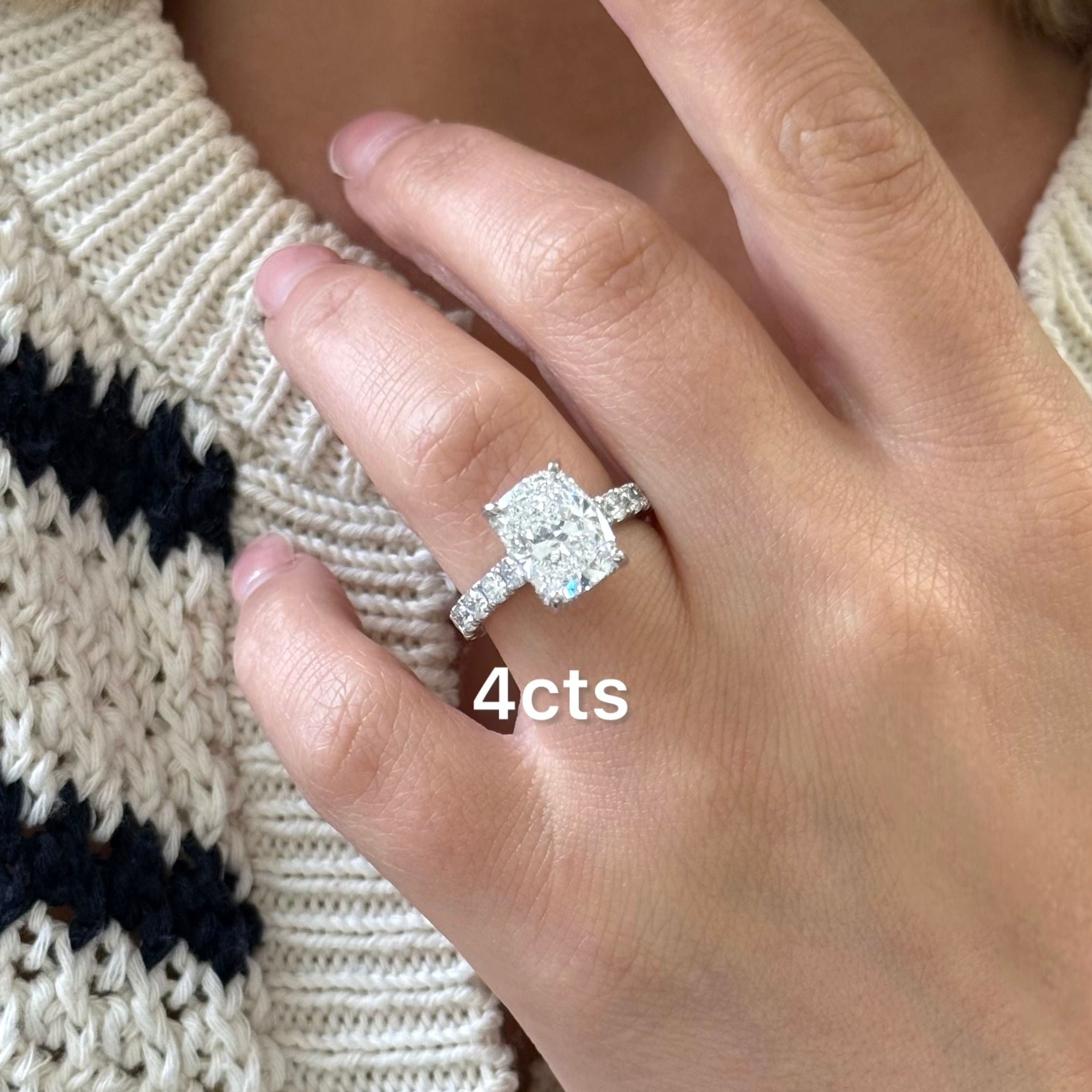 Cushion Cut Lab-Grown Diamond Pavé Engagement Ring