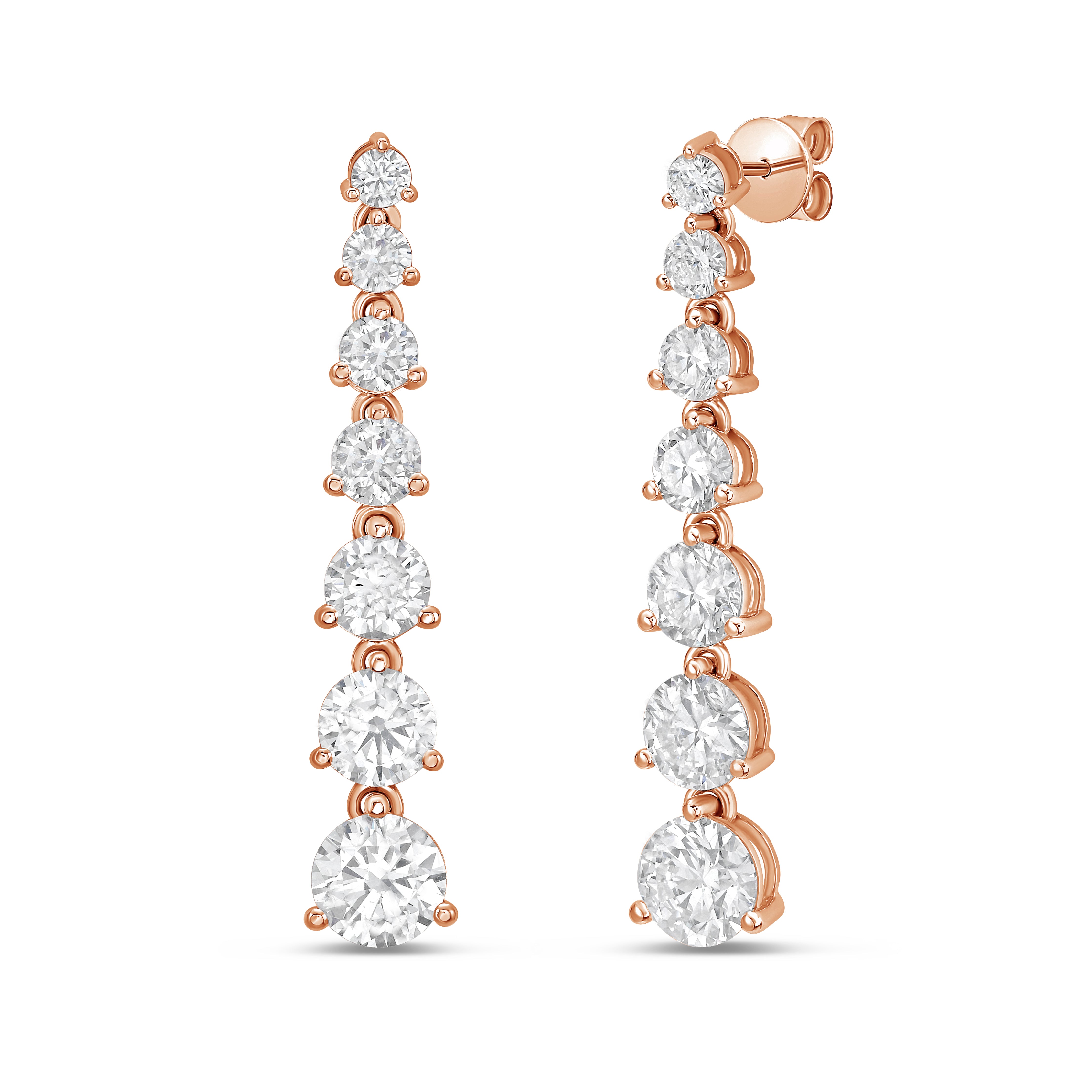 Lab Grown Graduated Round Diamond Drop Earrings