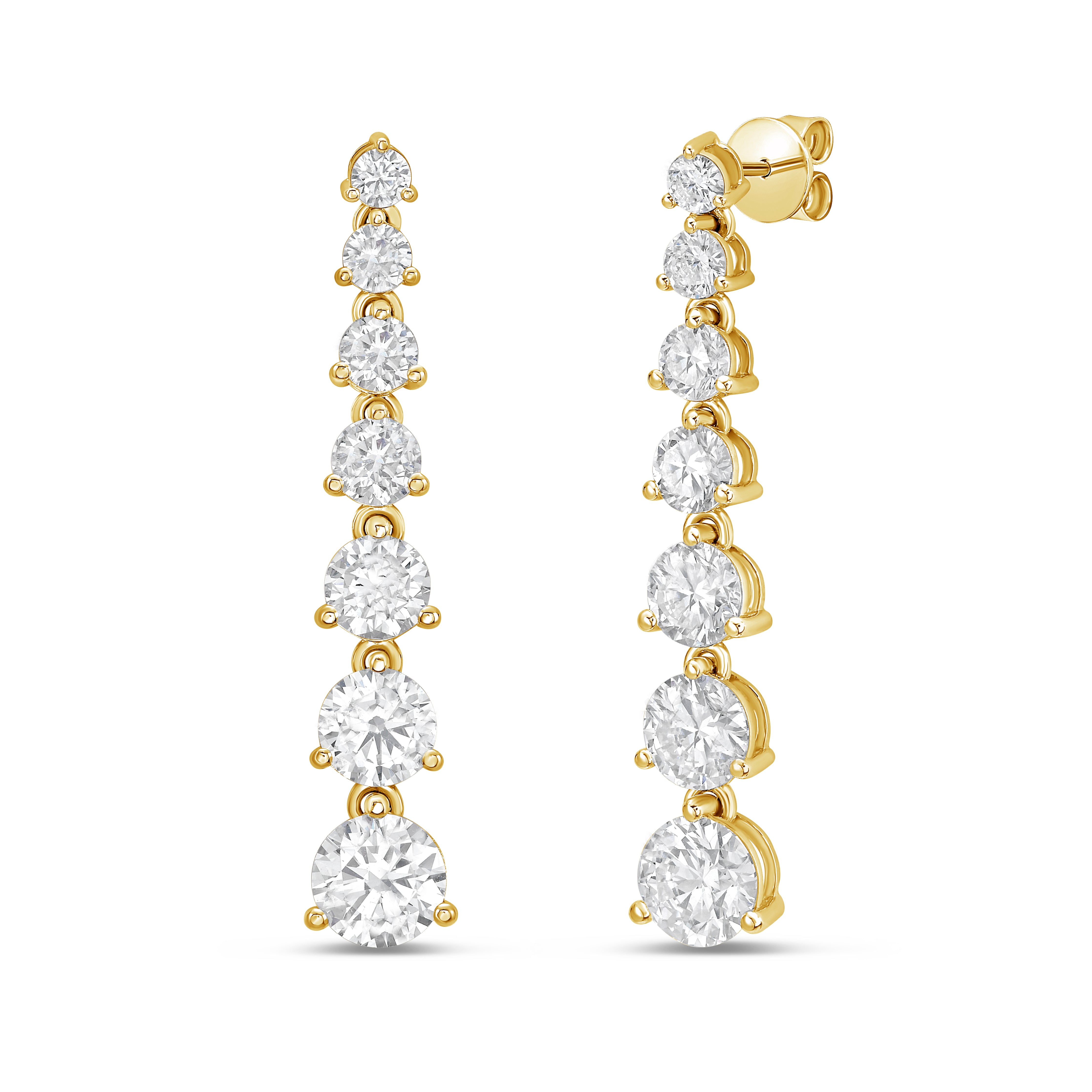 Lab Grown Graduated Round Diamond Drop Earrings
