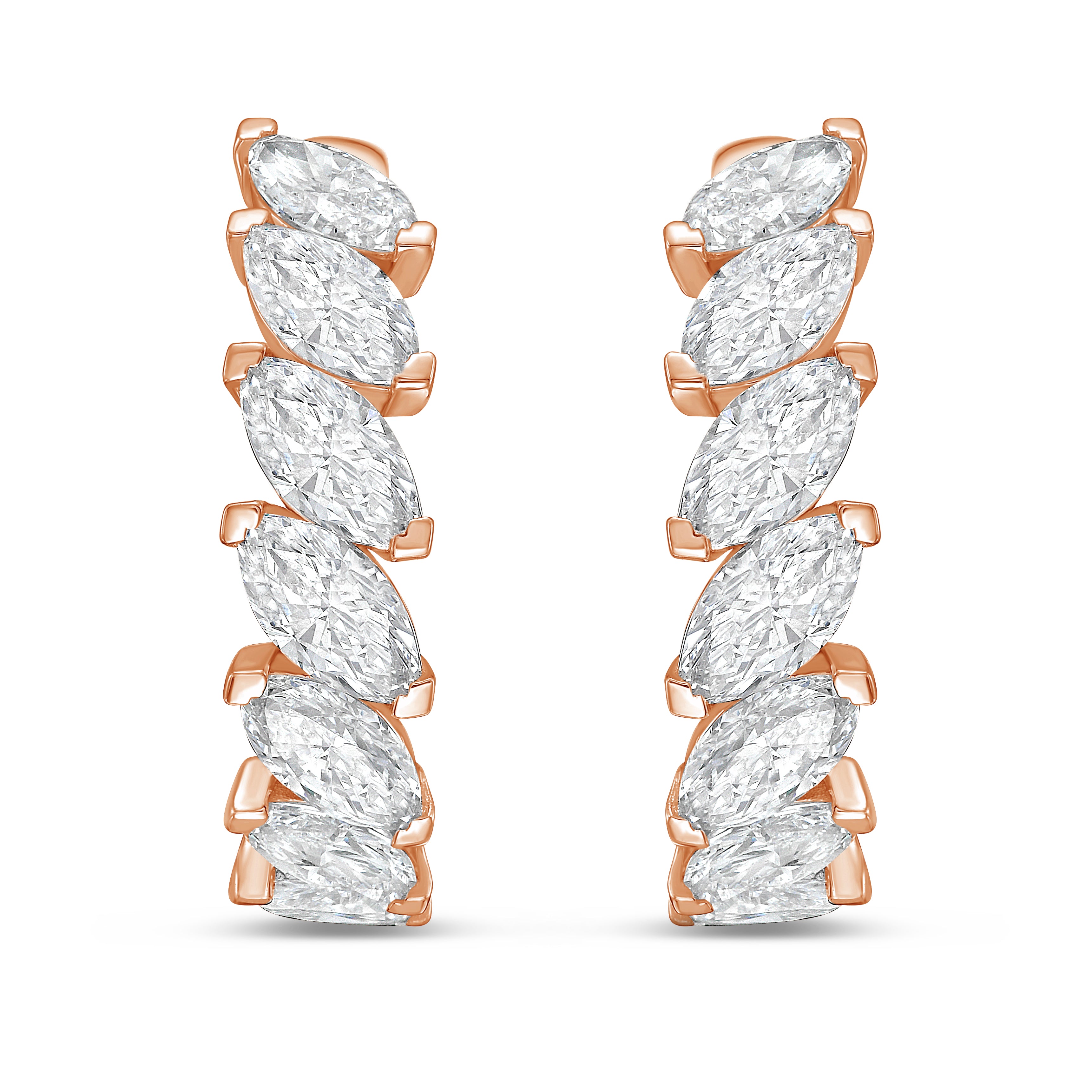 Lab Grown Marquise Diamond Hoop Earrings - 1.00"