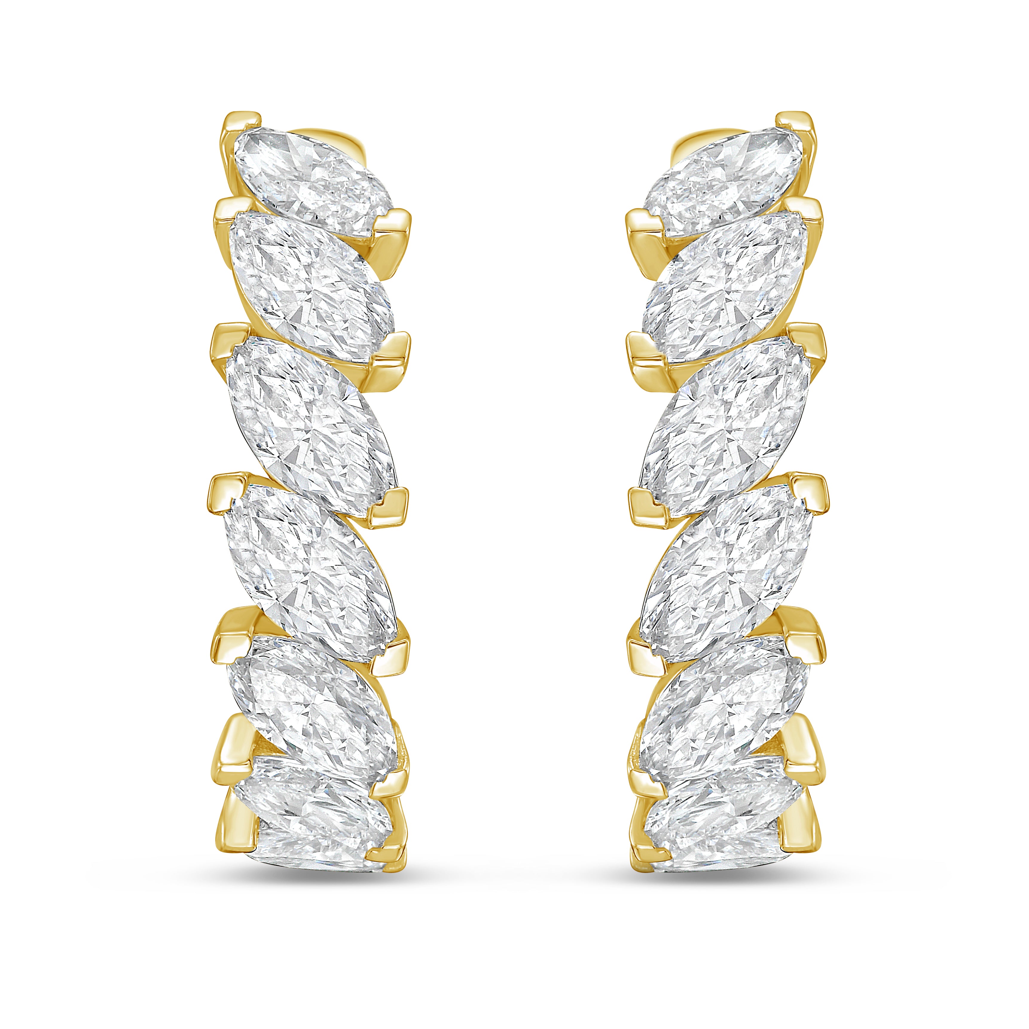 Lab Grown Marquise Diamond Hoop Earrings - 1.00"