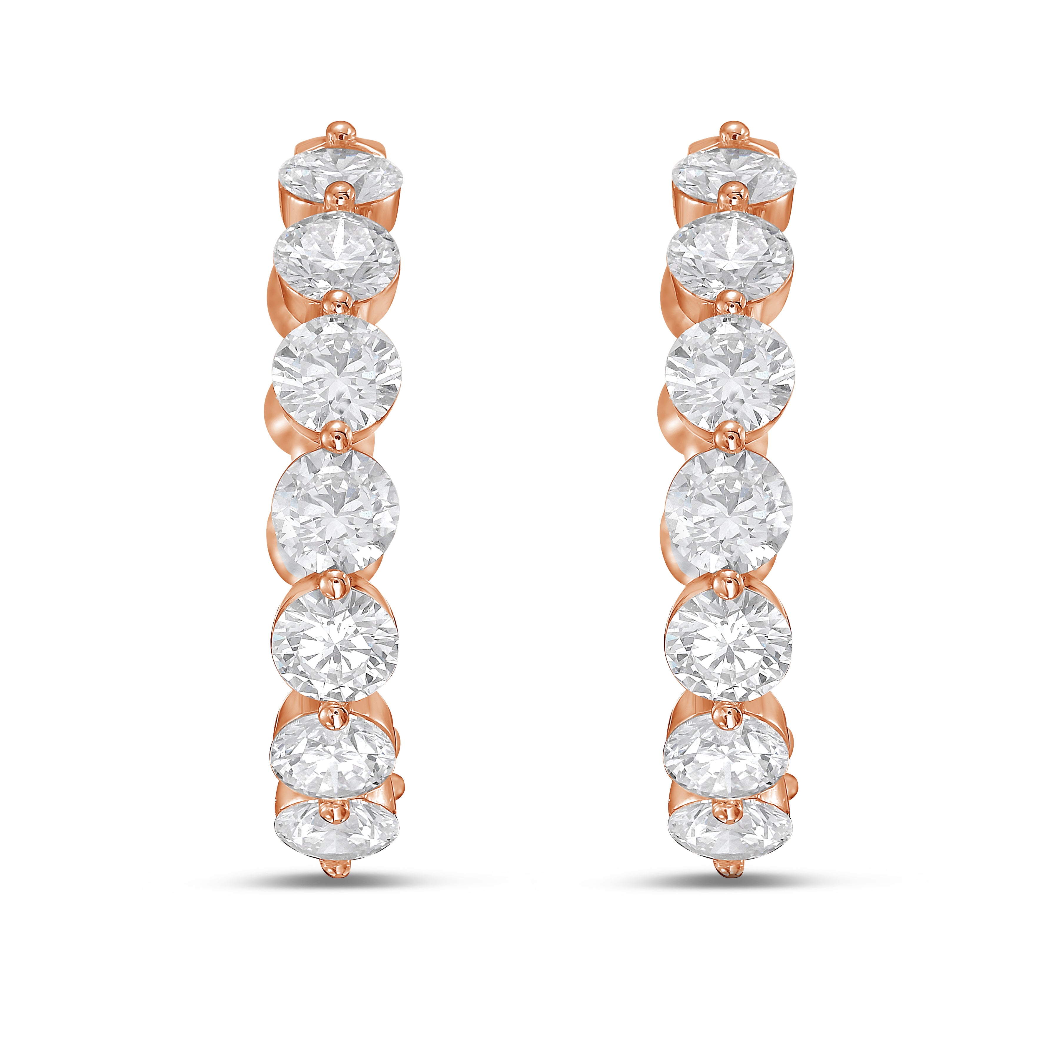 Lab Grown Shared Prong Round Diamond Hoop Earrings - 1.00"