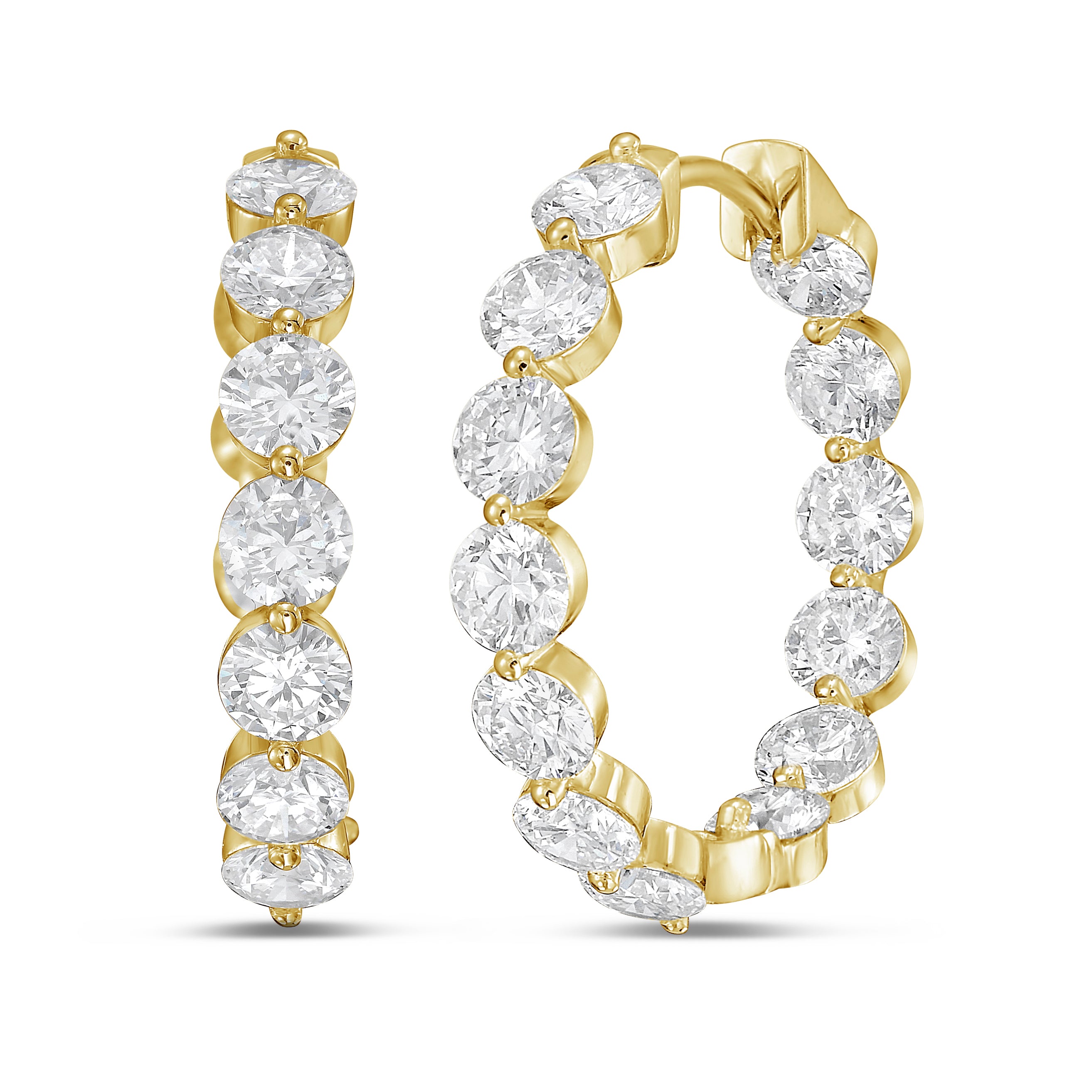 Lab Grown Shared Prong Round Diamond Hoop Earrings - 1.00"