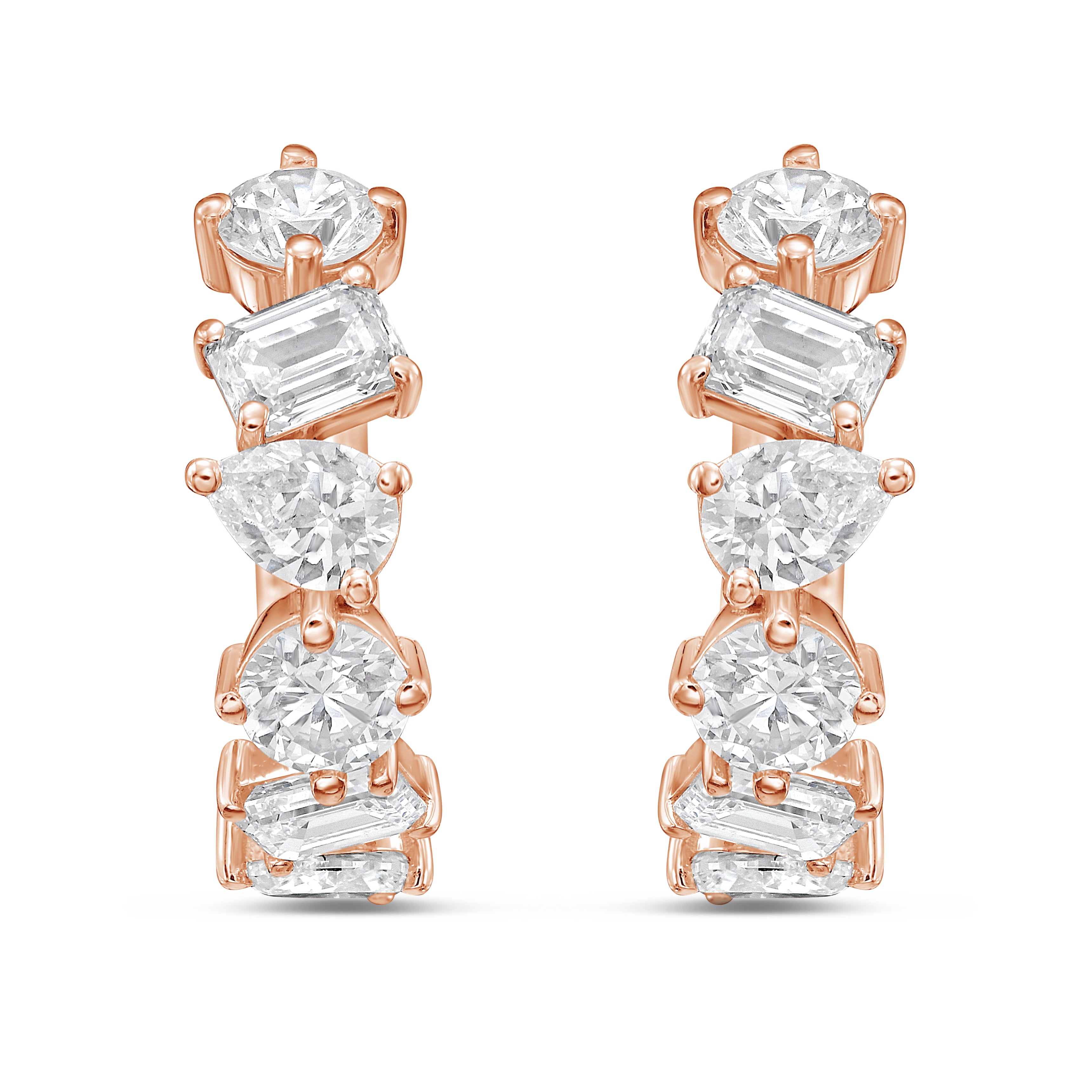 Lab Grown Multi-Shape Diamond Huggie Earrings - 0.50"