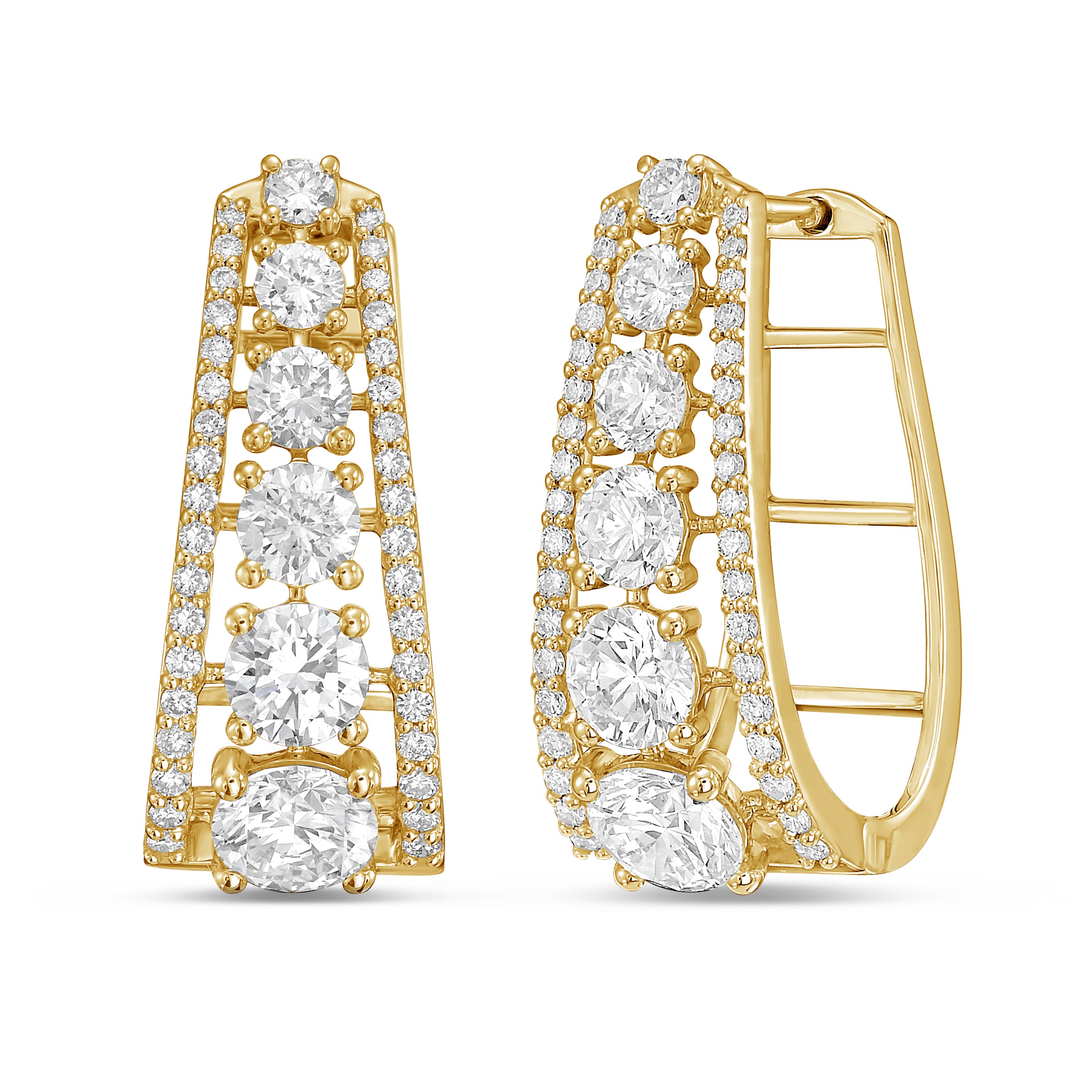 Lab Grown Round Diamond Pavé Hoop Earrings - 1.00"