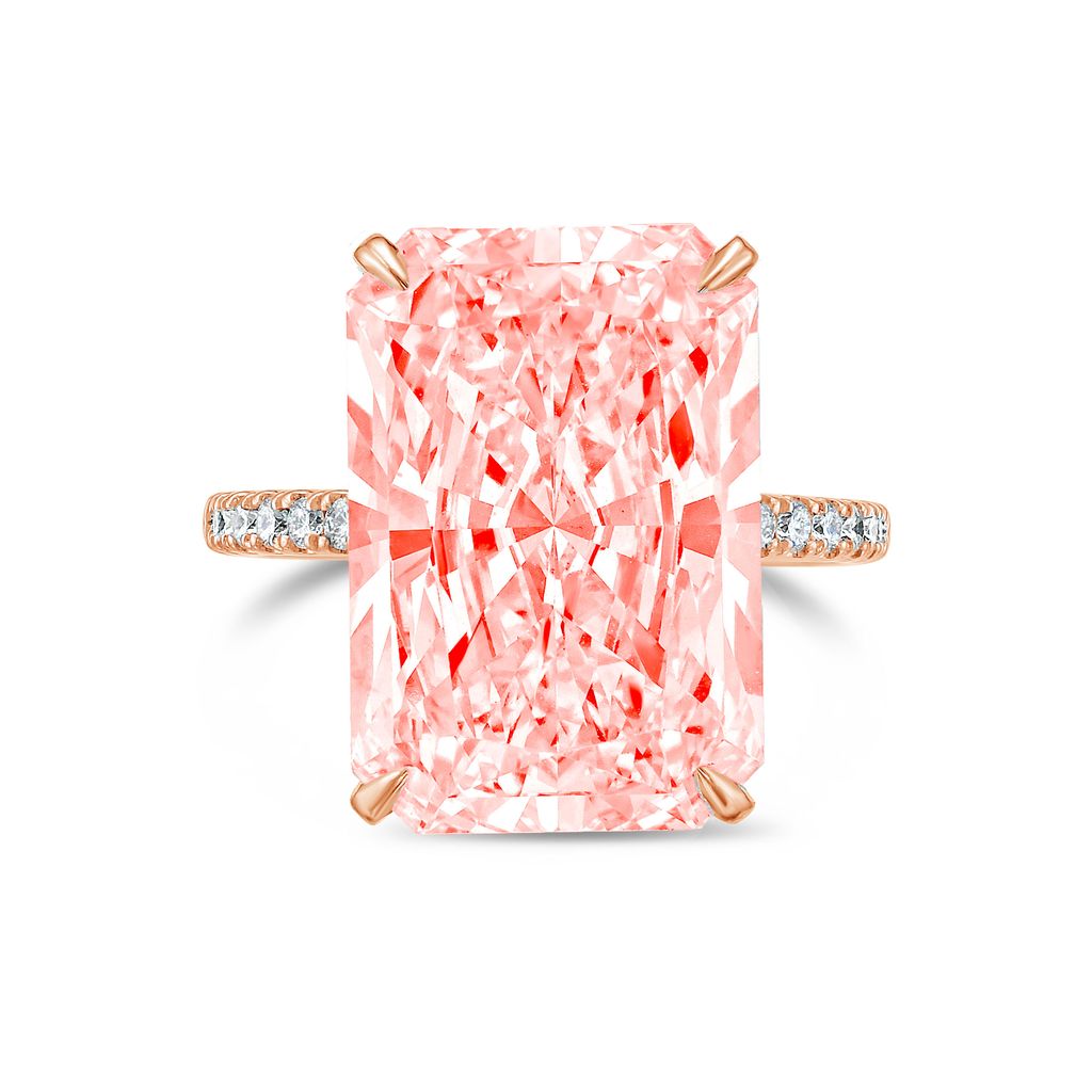 Lab-Grown Pink Radiant Cut Diamond Engagement Ring, 14K Gold