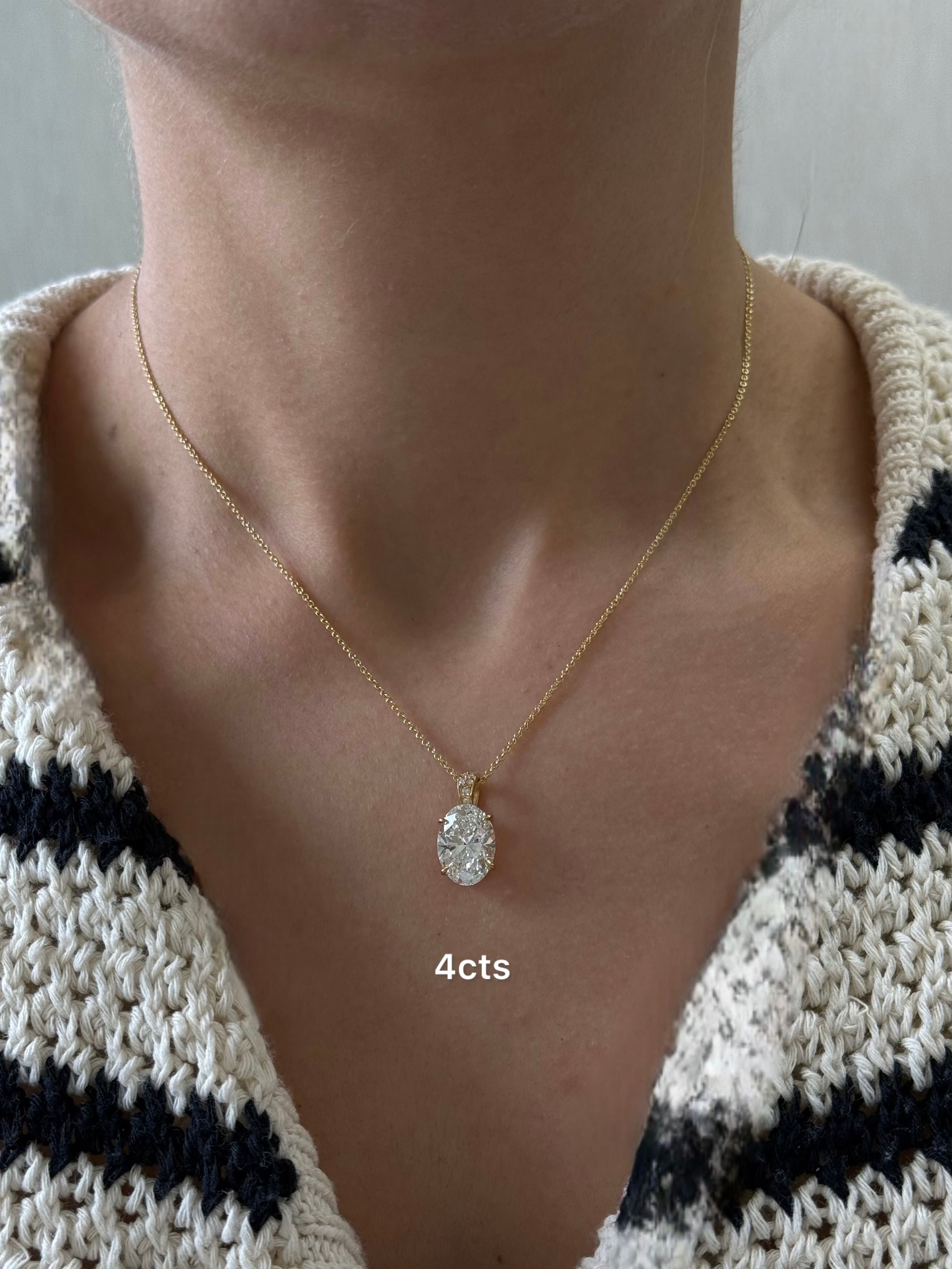 Lab Grown Oval Diamond Pendant