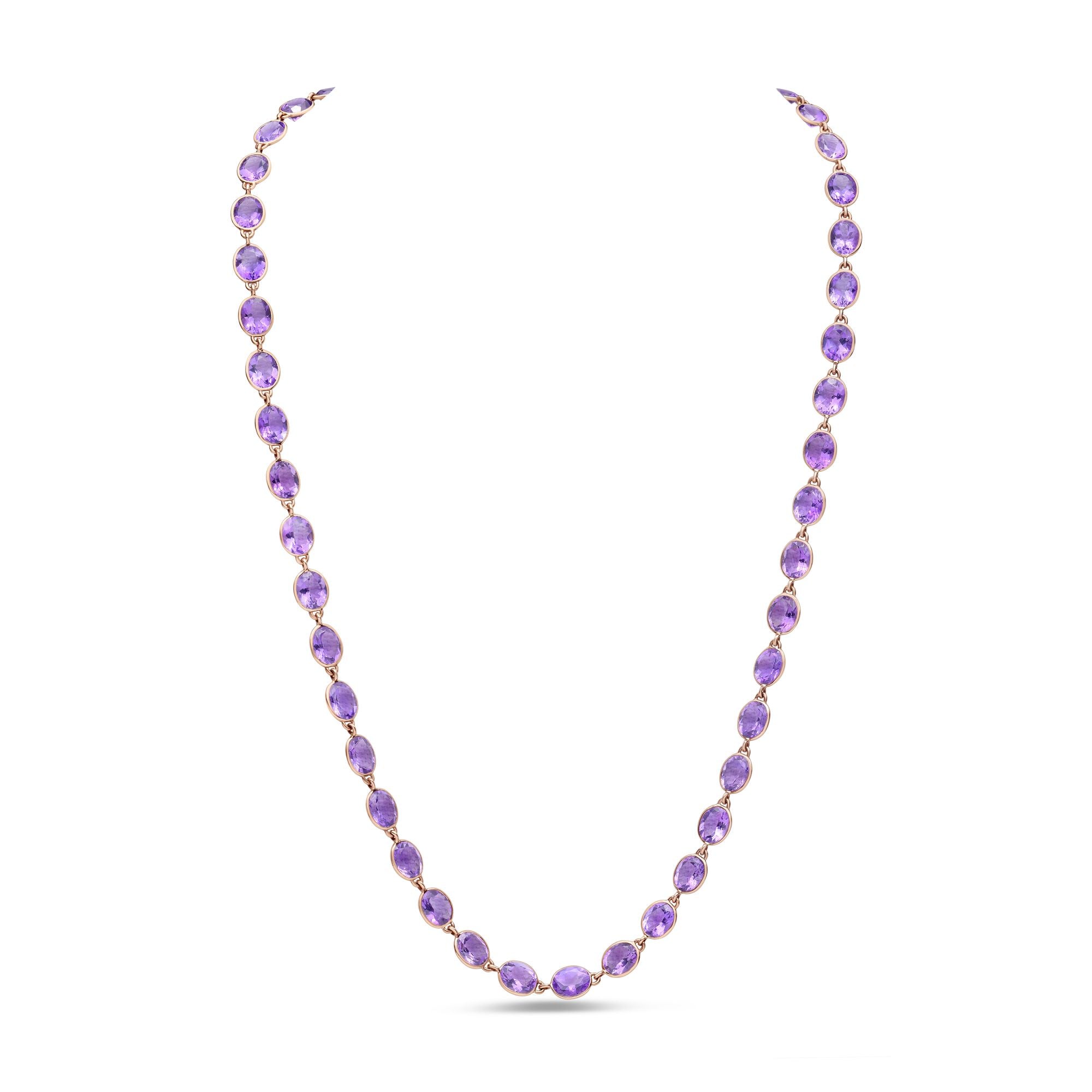 Bezel Set Oval Amethyst Necklace