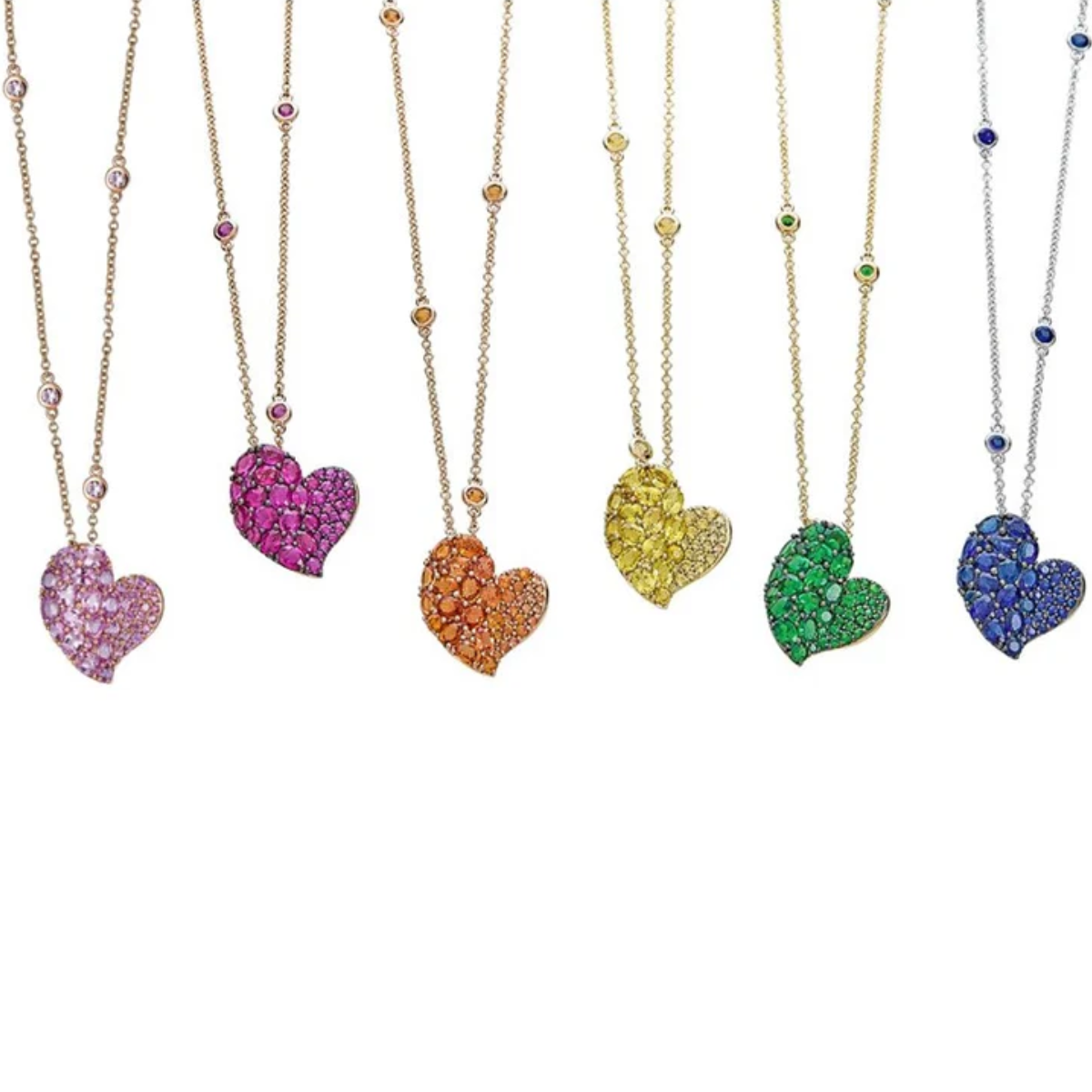 Medium Ruby Wave Heart Necklace