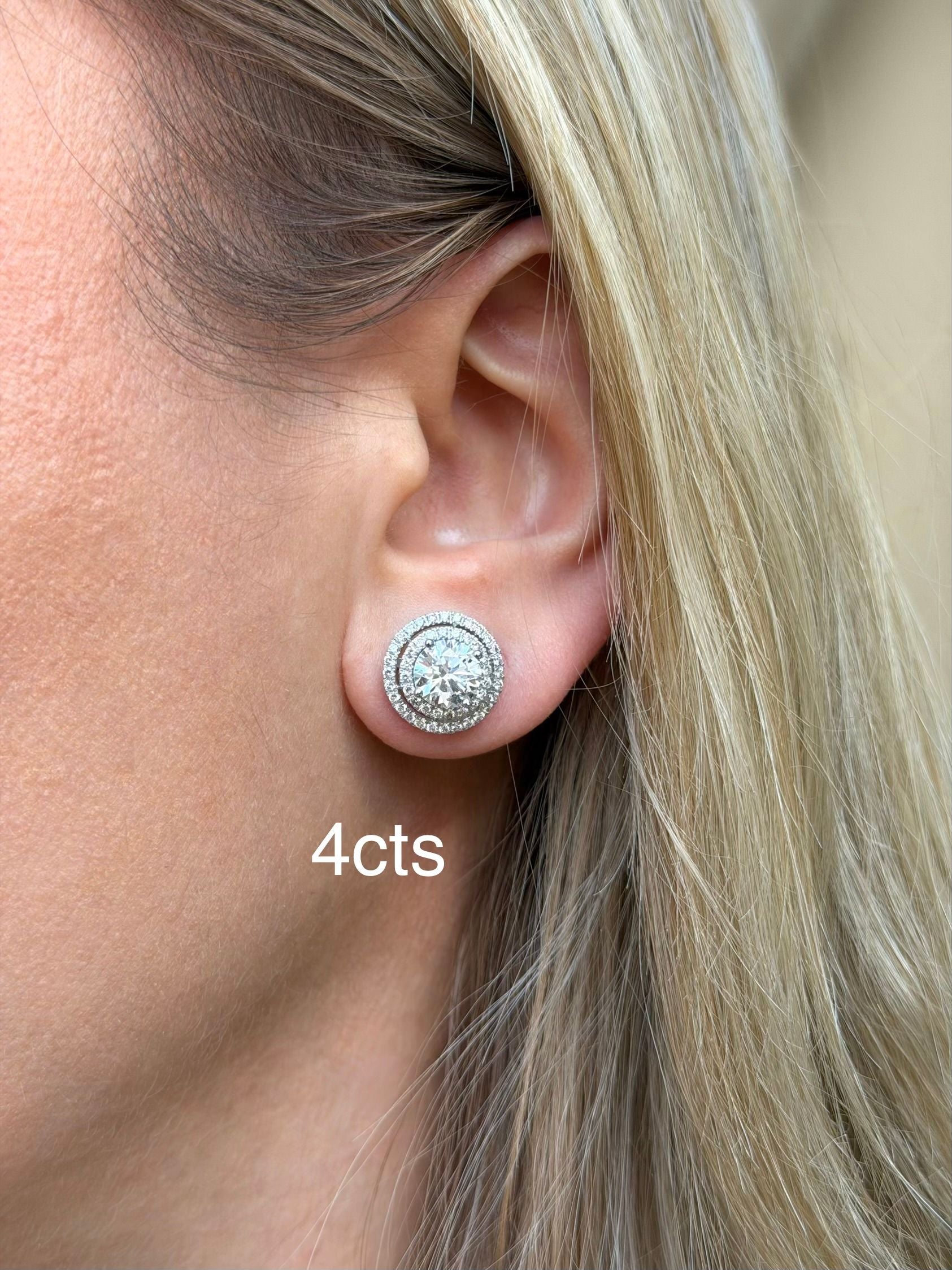 Lab Grown Double Halo Studs