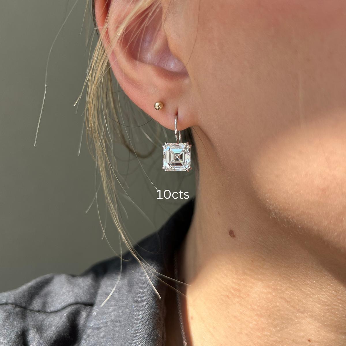 Asscher Cut Diamond Drops Earring