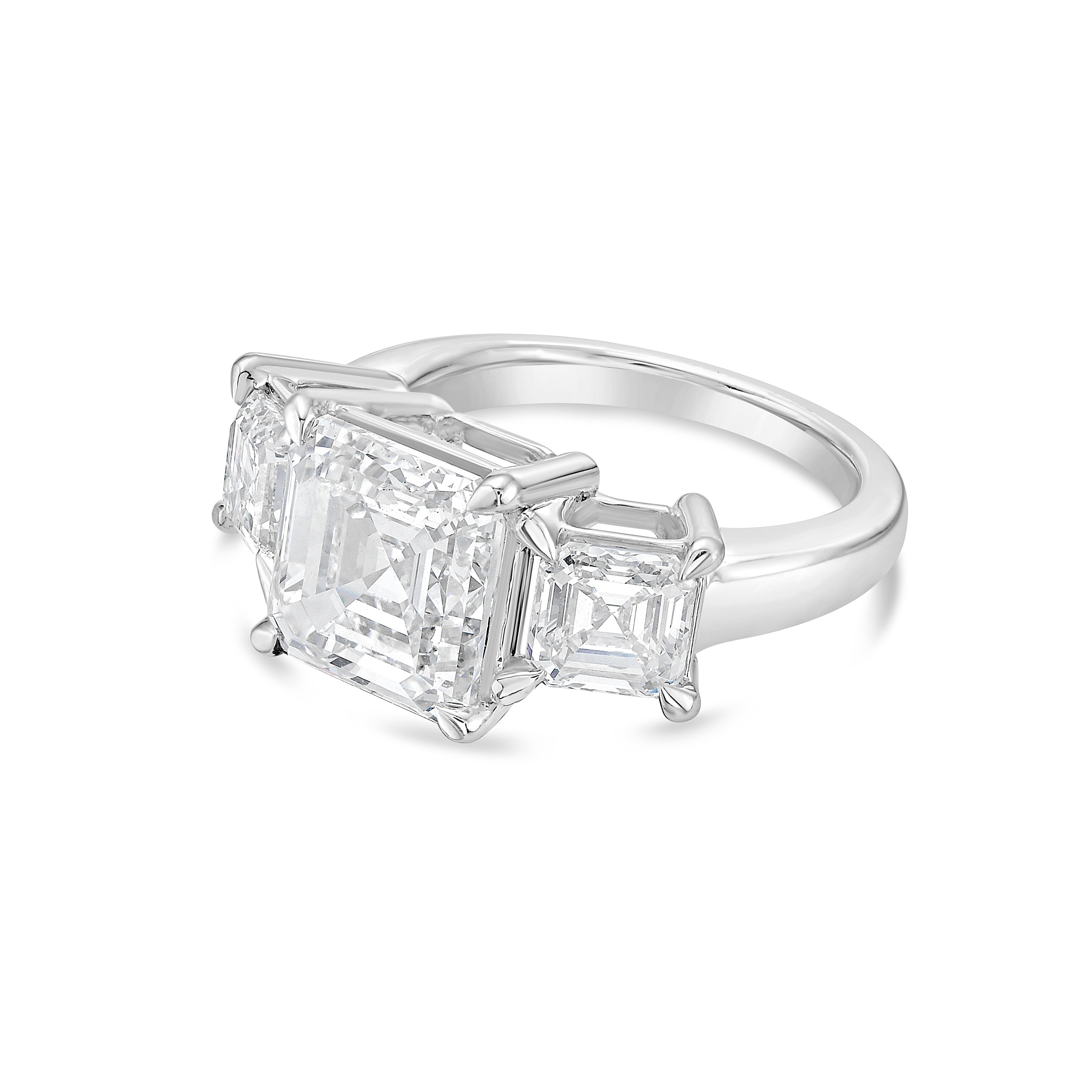Asscher Cut Three Stone Engagement Ring