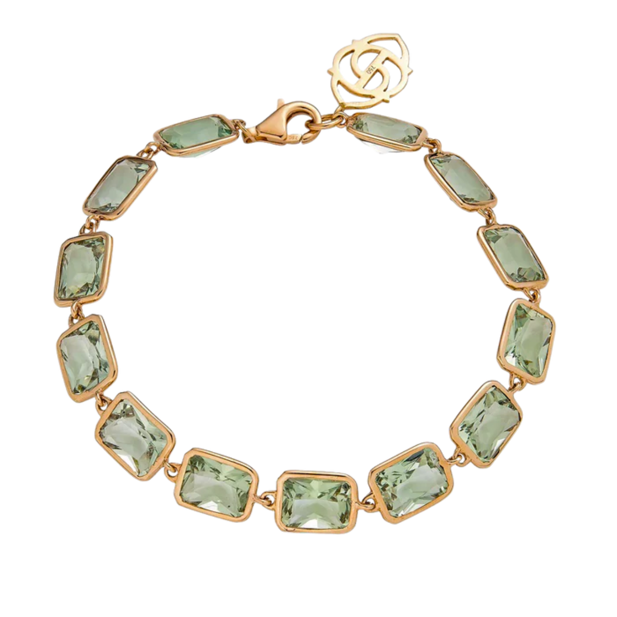 Green Amethyst Bezel Set Bracelet