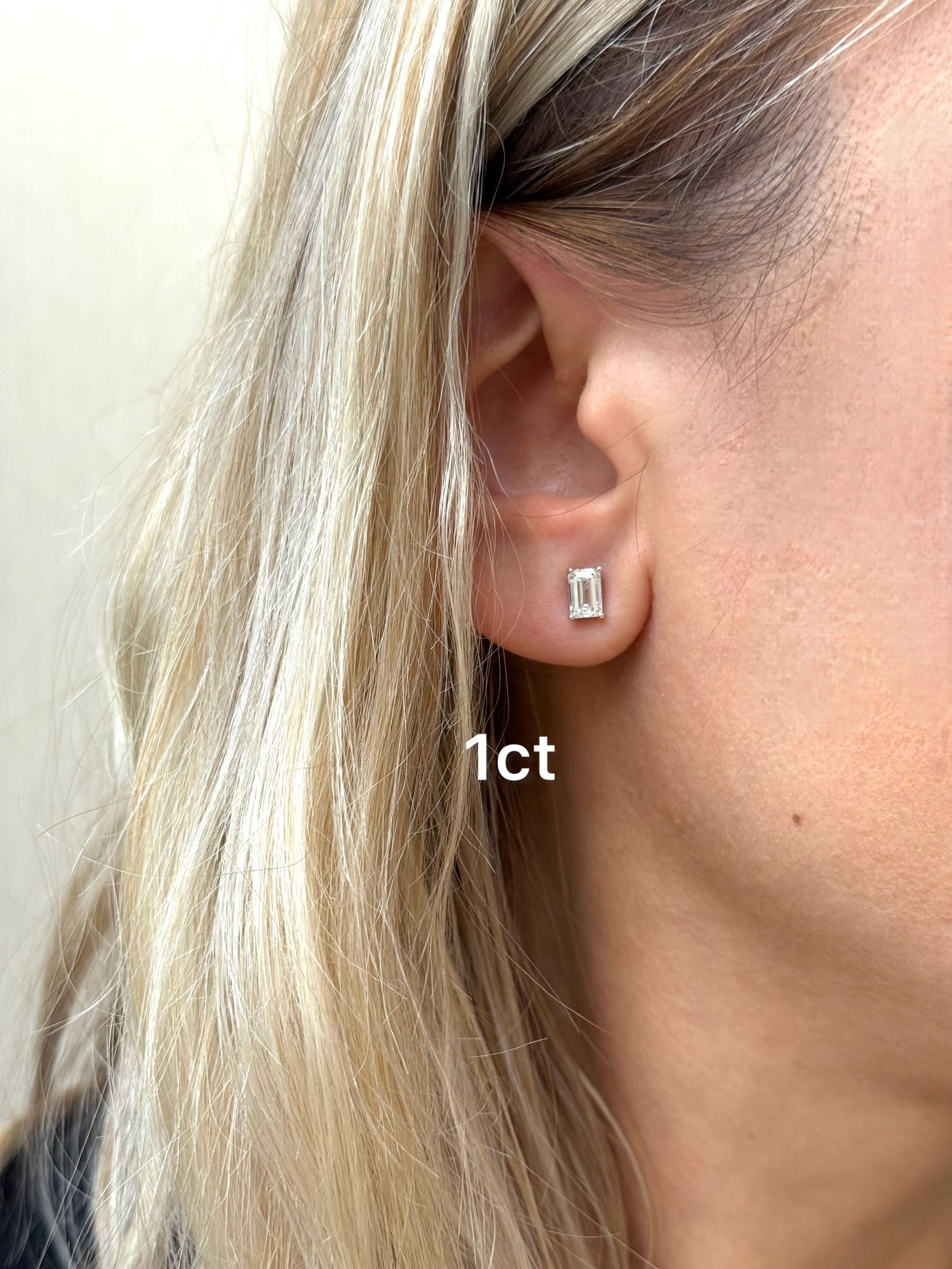 Lab Grown Emerald Cut Diamond Studs