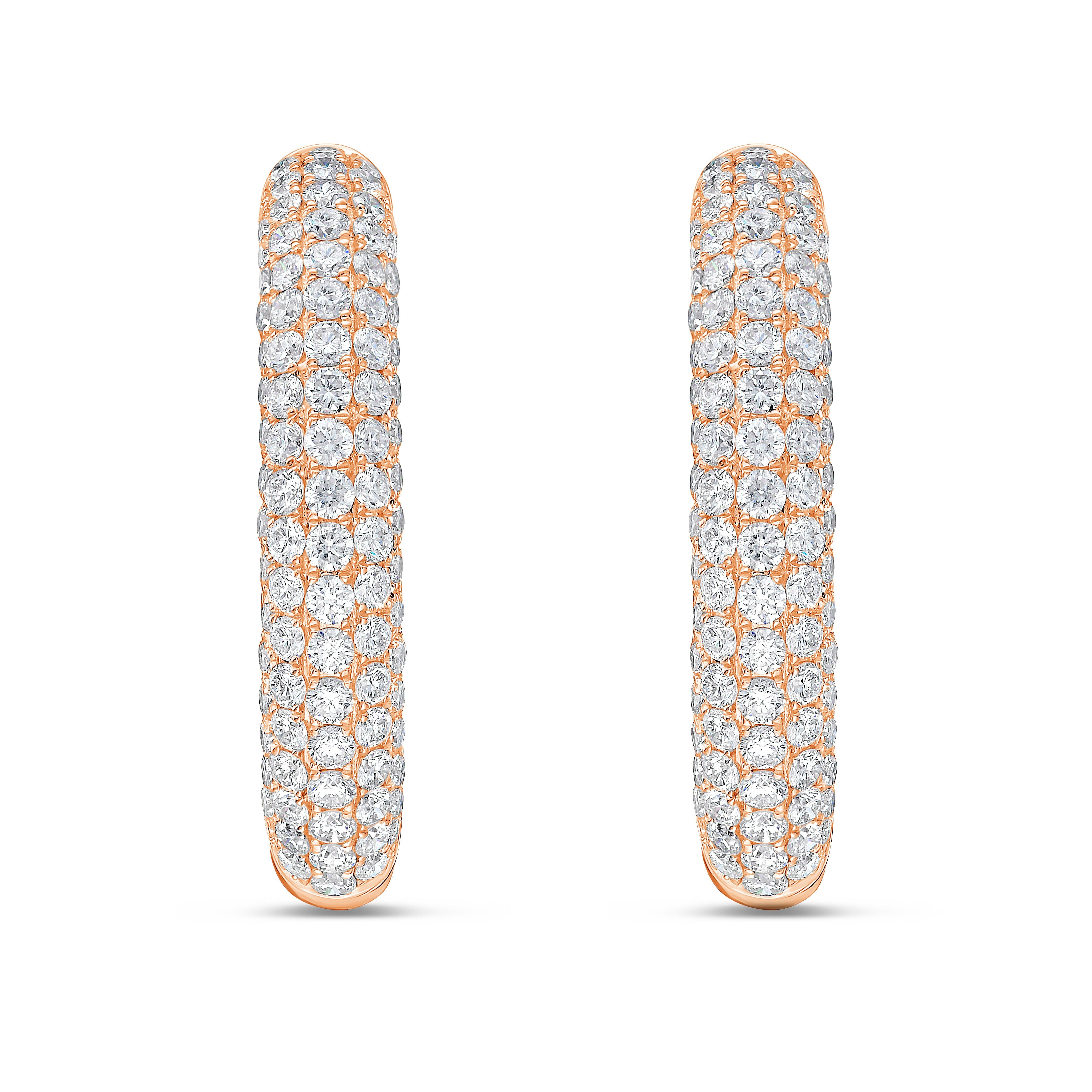 Lab Grown Diamond Five Row Pave Hoop Earrings
