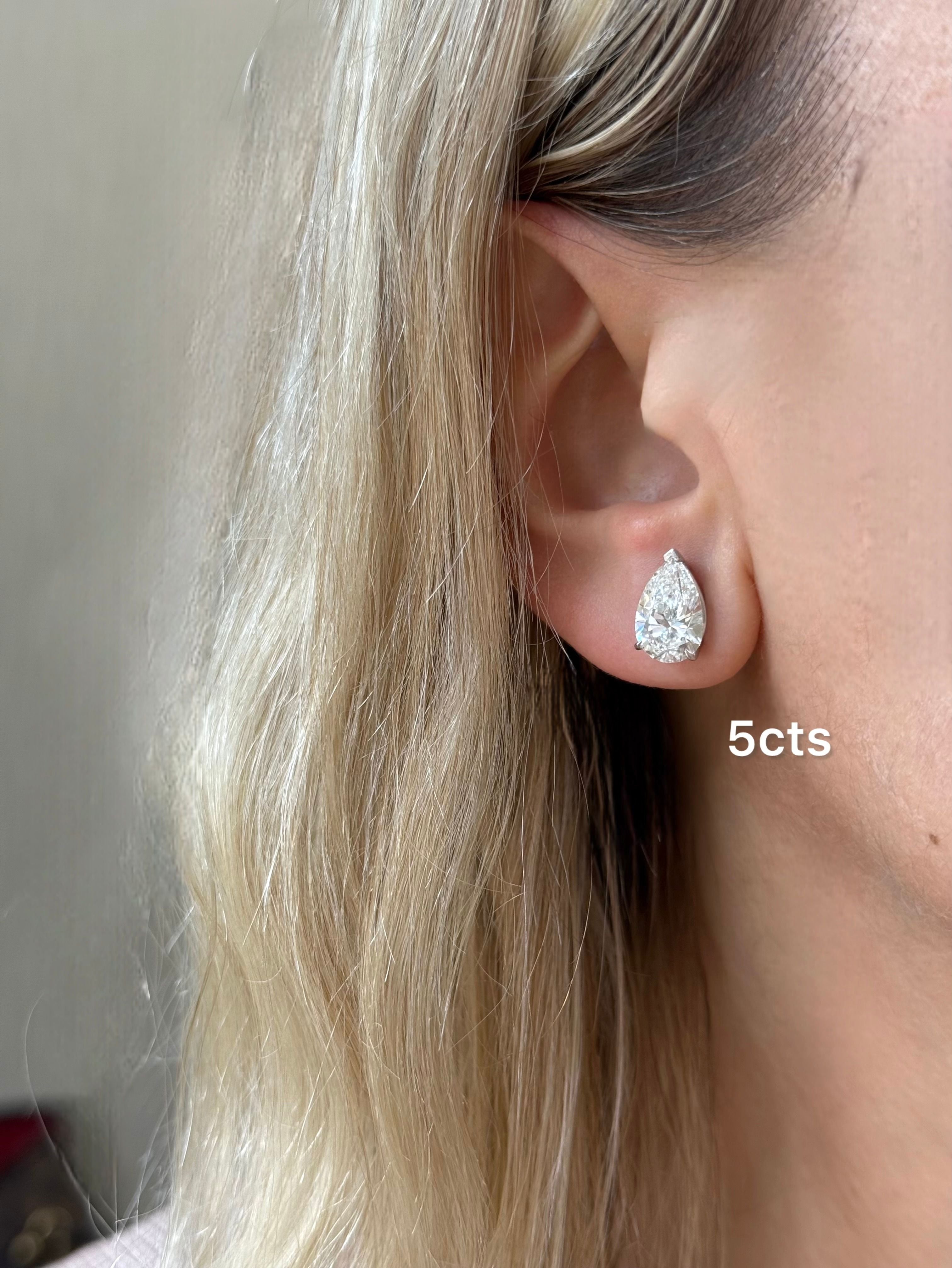 Lab Grown Pear Diamond Studs