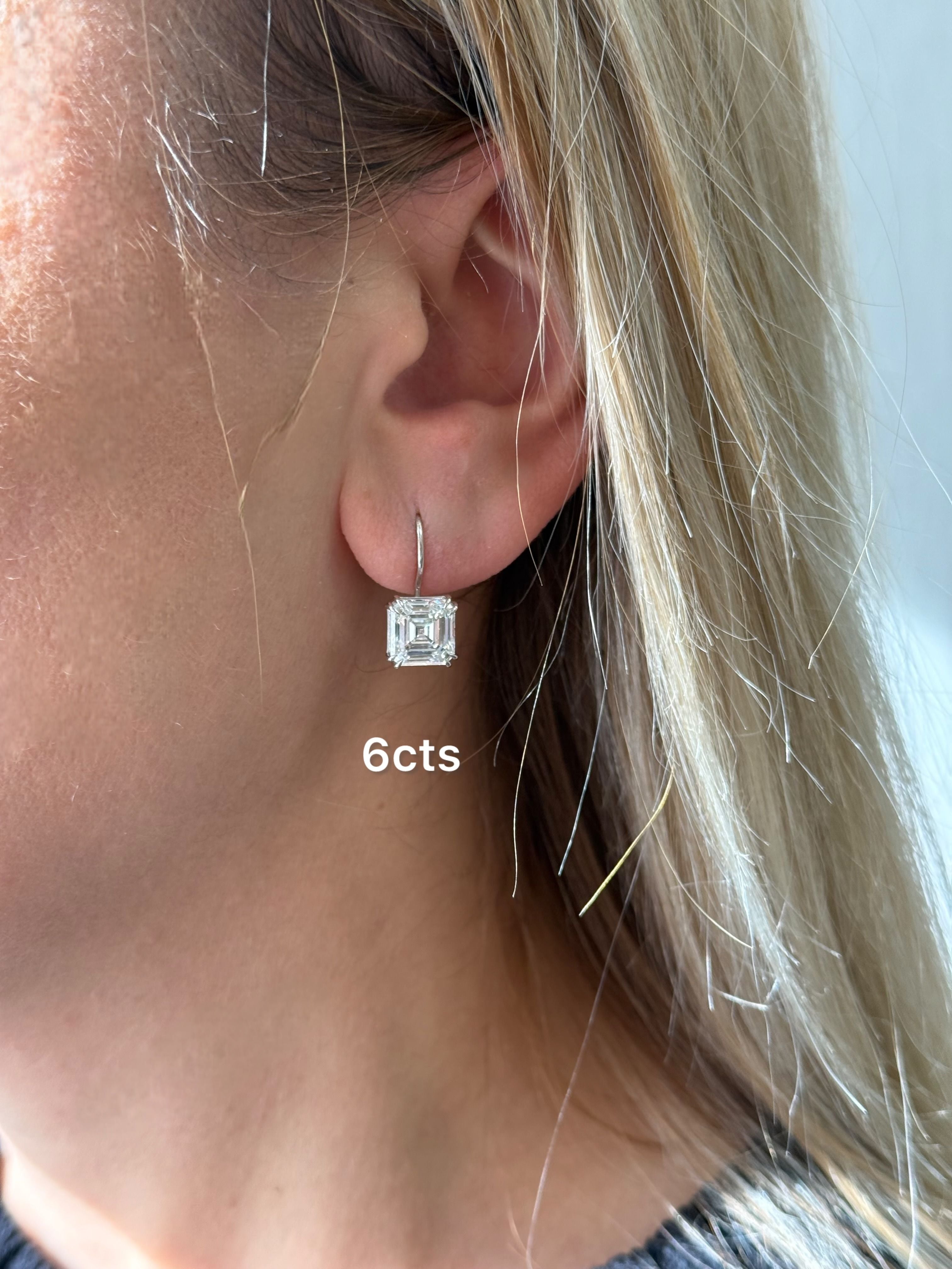 Lab Grown Asscher Cut Diamond Drops Earring