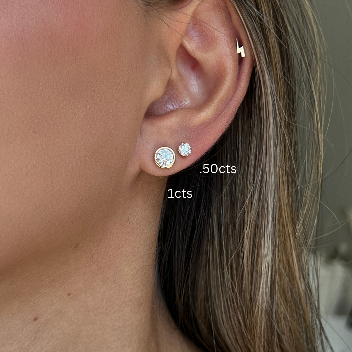 Bezel Round Diamond Studs