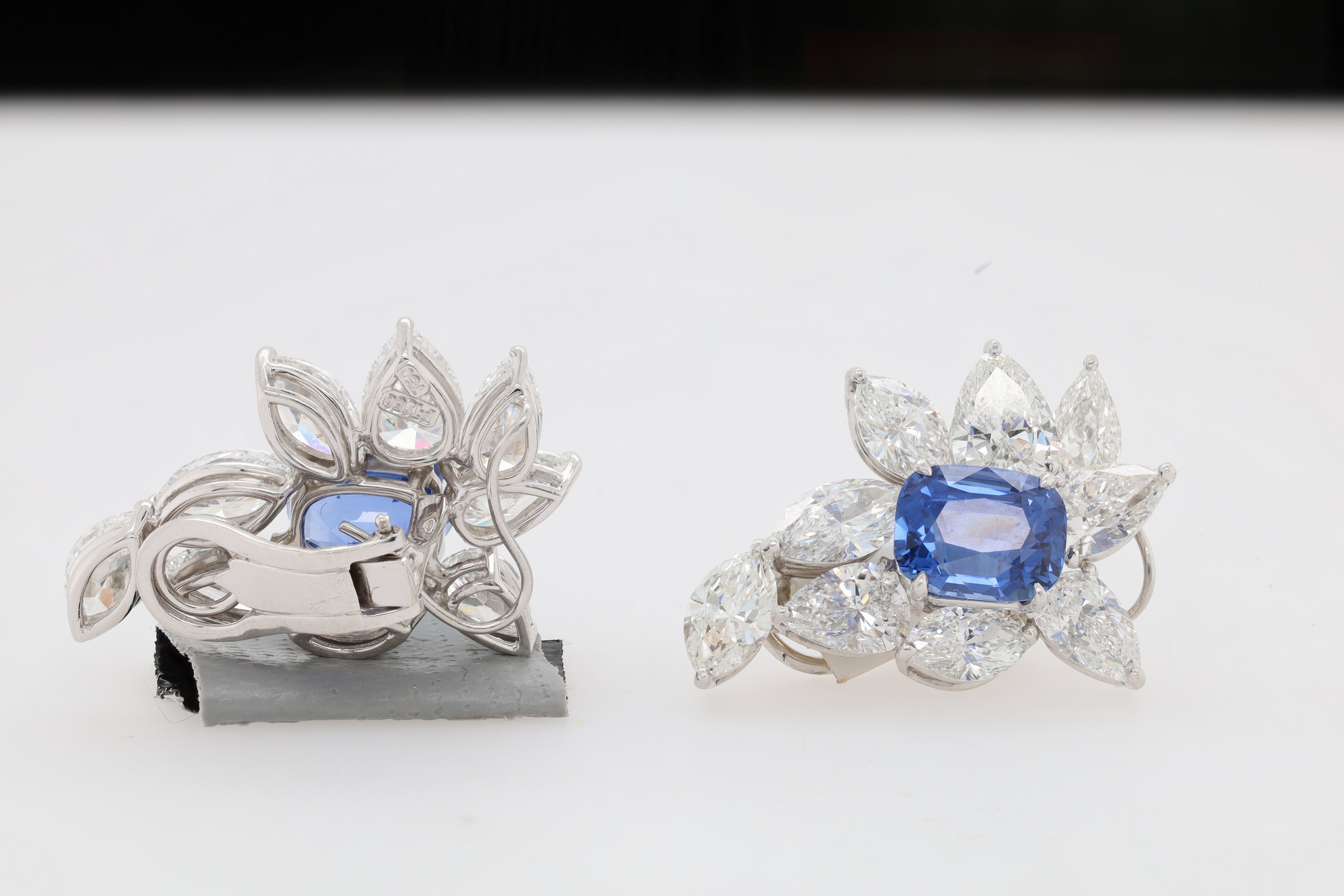 Sapphire Cushion Diamond Stud Earring