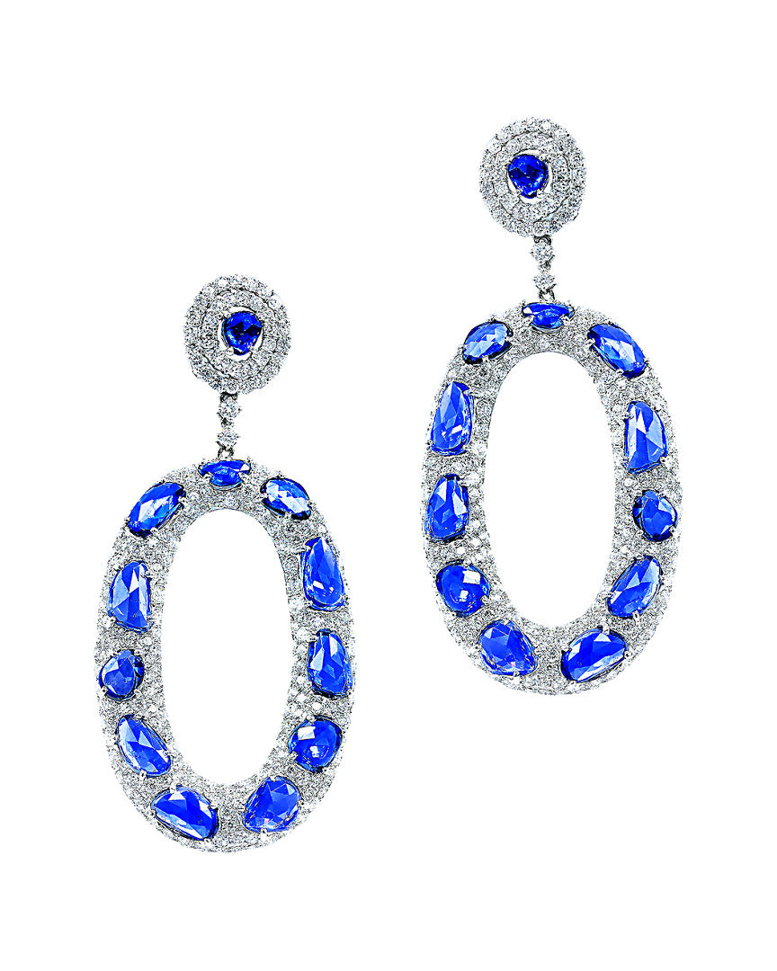 Sapphire Diamond Bagel Drop Earrings
